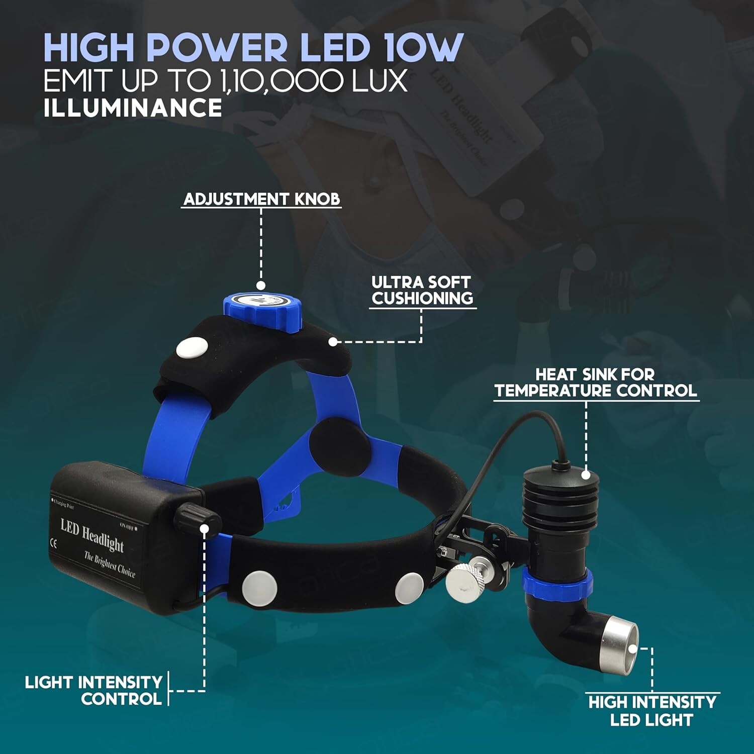 10 Watt ENT Surgical LED Headlight for Doctors Hospital and Multi Purpose