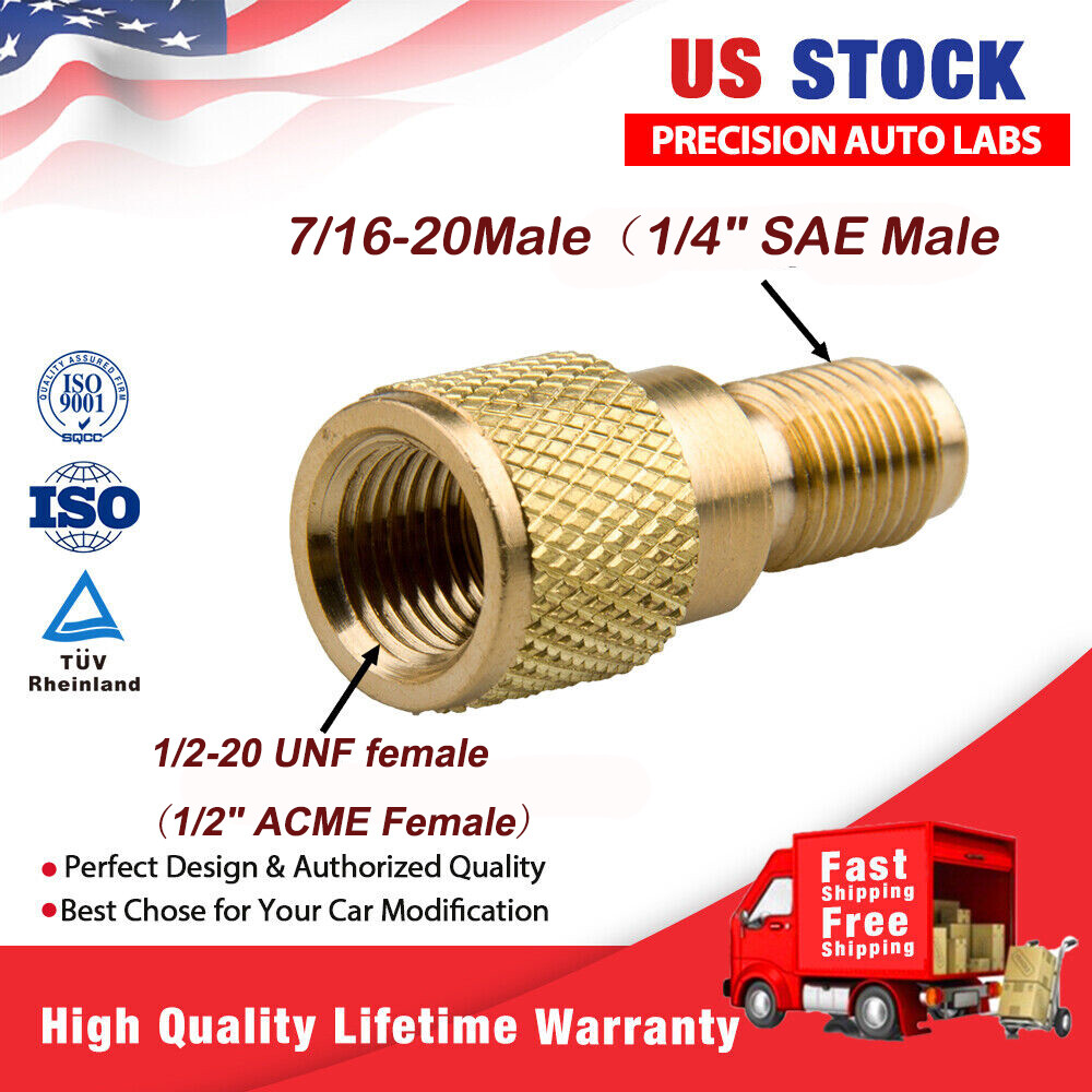 1/2″ Brass Connector Adapter Male To 1/4″ Female Charging Hose to Vacuum Pump US