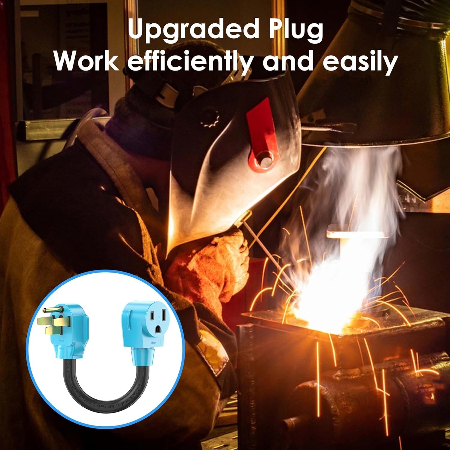 Heavy Duty 50 Amp Welder Power Adapter – NEMA 14-50P Male to 6-50R Female