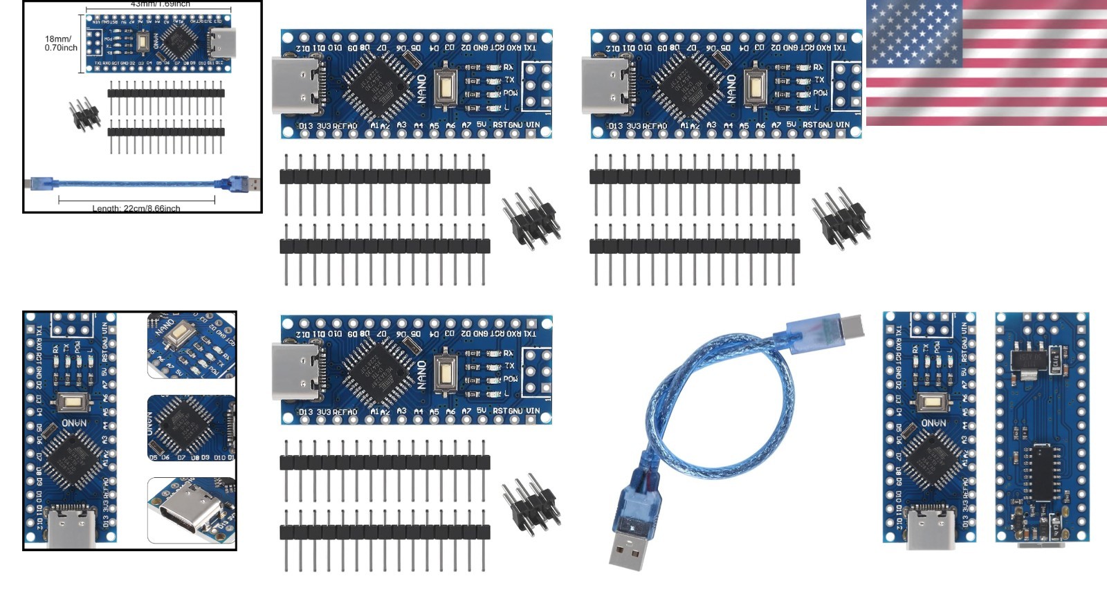 Nano V3.0 Development Boards with Type-C Connectivity – 16MHz & 32KB Memory