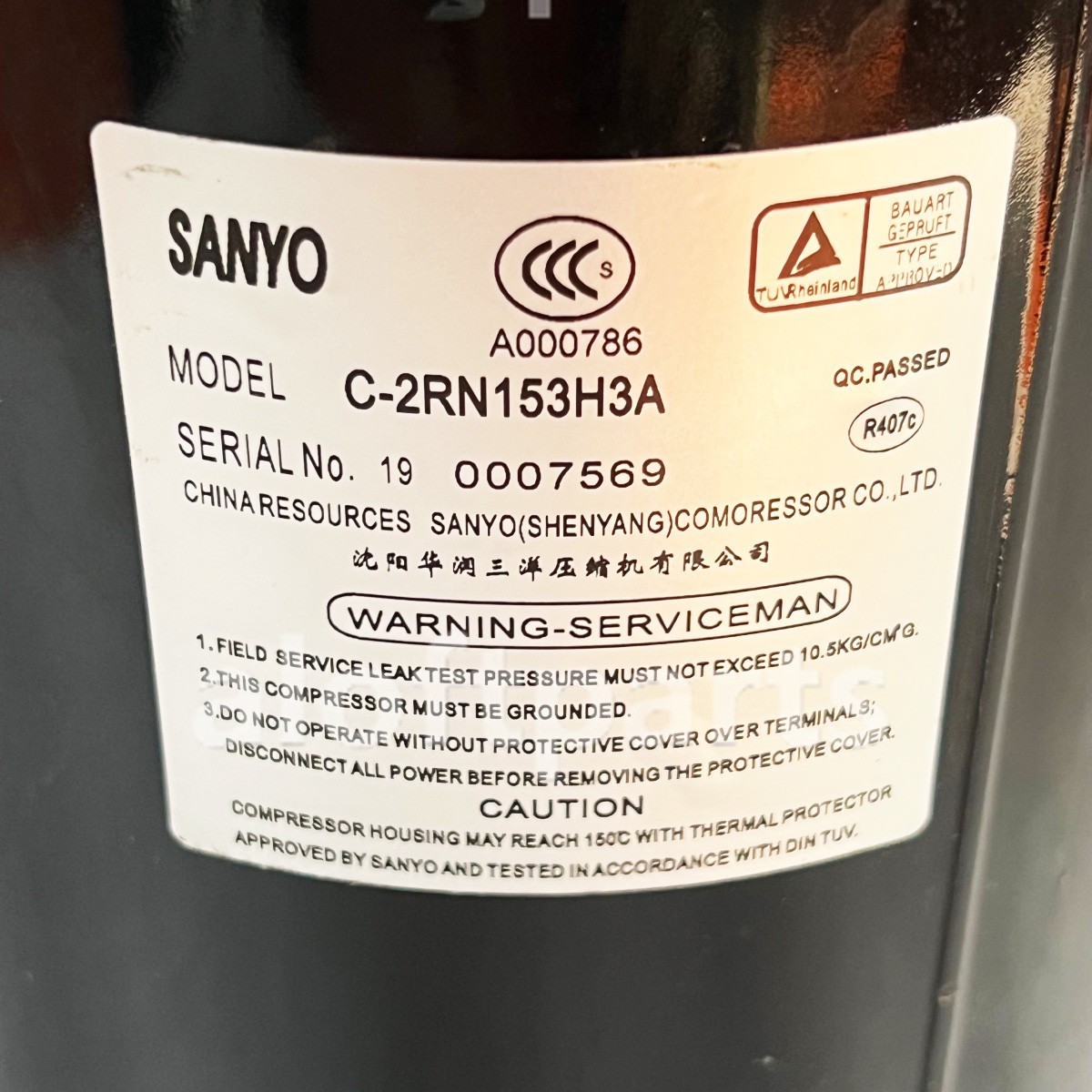 NEW Compressor C-2RN153H3A For Equipment Compressor three-phase 200V 1500W