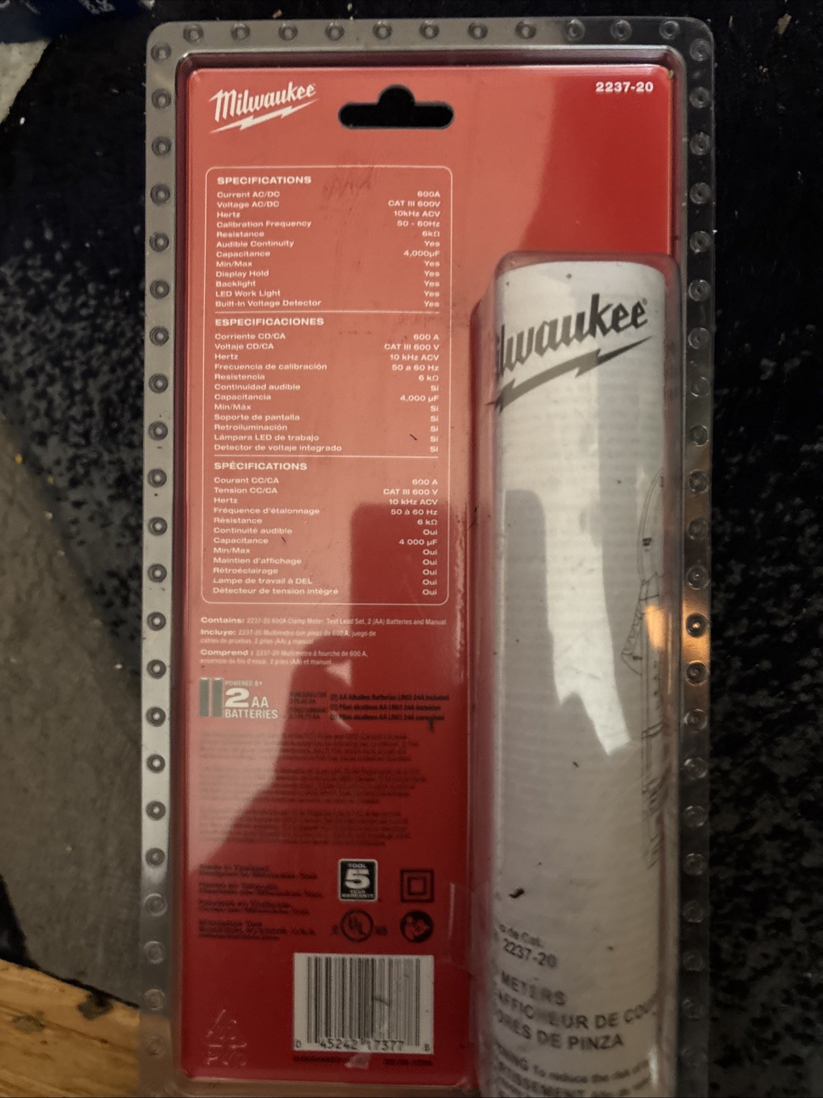 Milwaukee 2237-20 Clamp Meter, Cat III ,TRMS, Hz 600V 600A