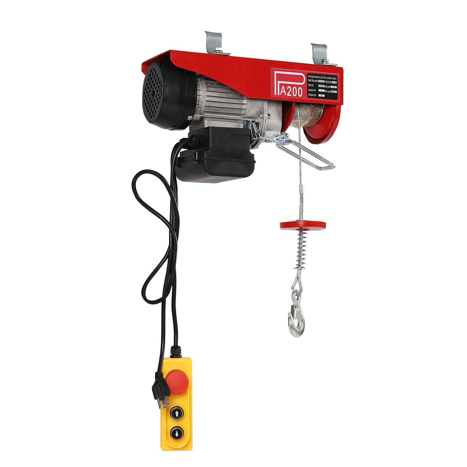 200kg/440lbs 110V Electric Wired Hoist Winch Hoist Crane Lift Remote Control