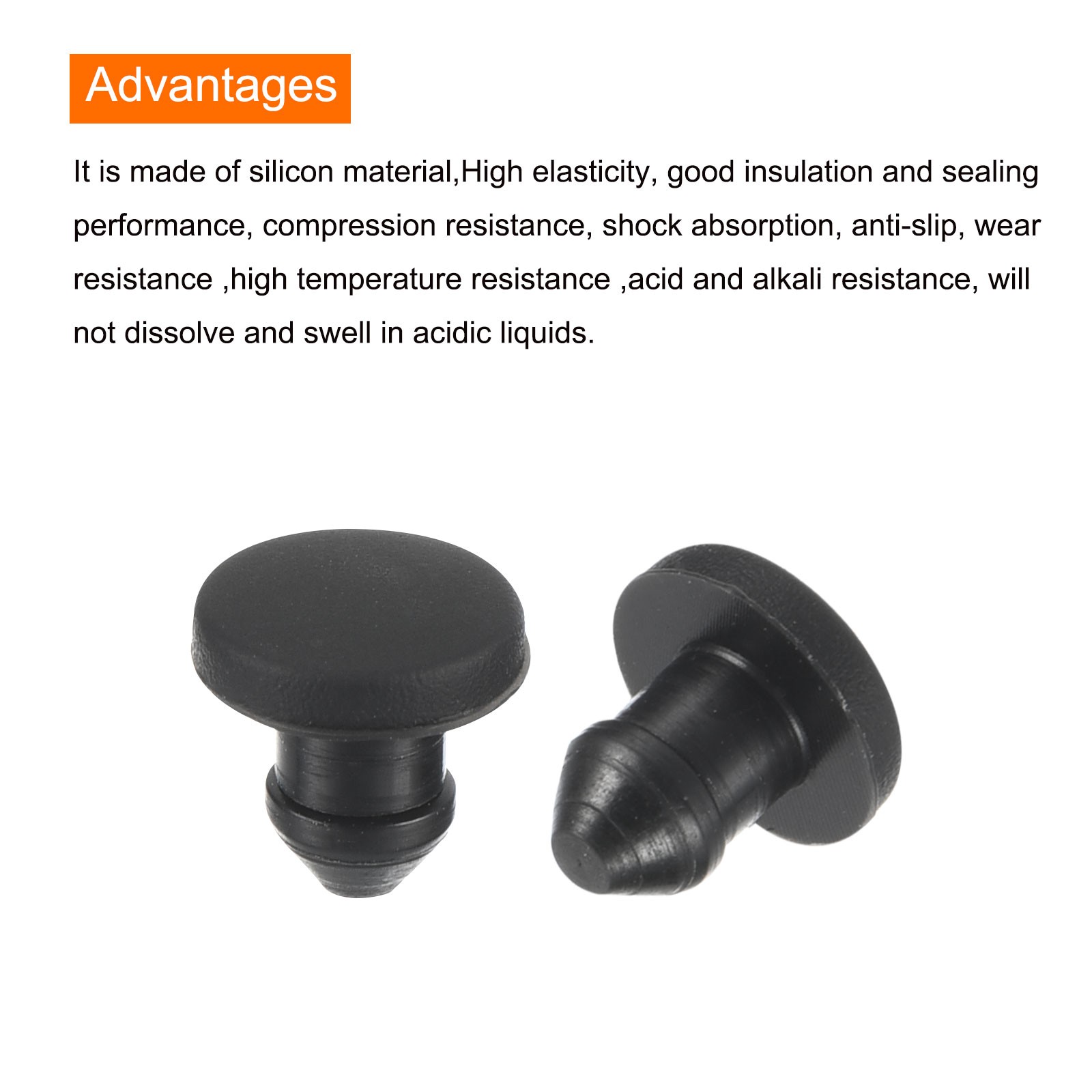 10Pcs Silicone Snap in Locking Hole Plugs Seal Cover Panel Round 4mm Black
