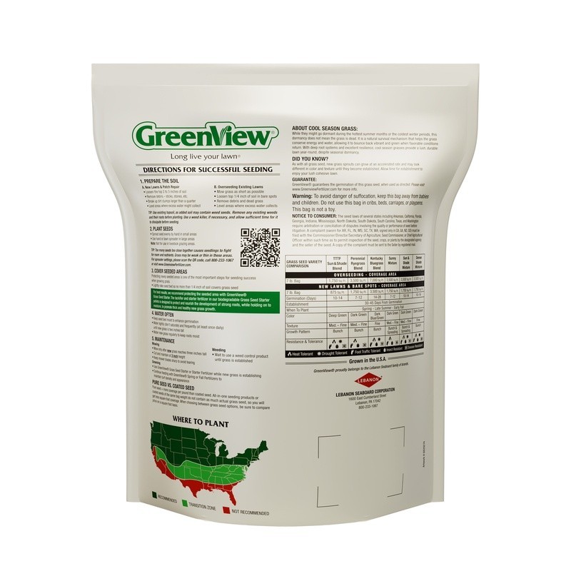 Pure Grass Seed Kentucky Bluegrass Blend 7 Lb 7000SqFt 14-28 Days Germinate