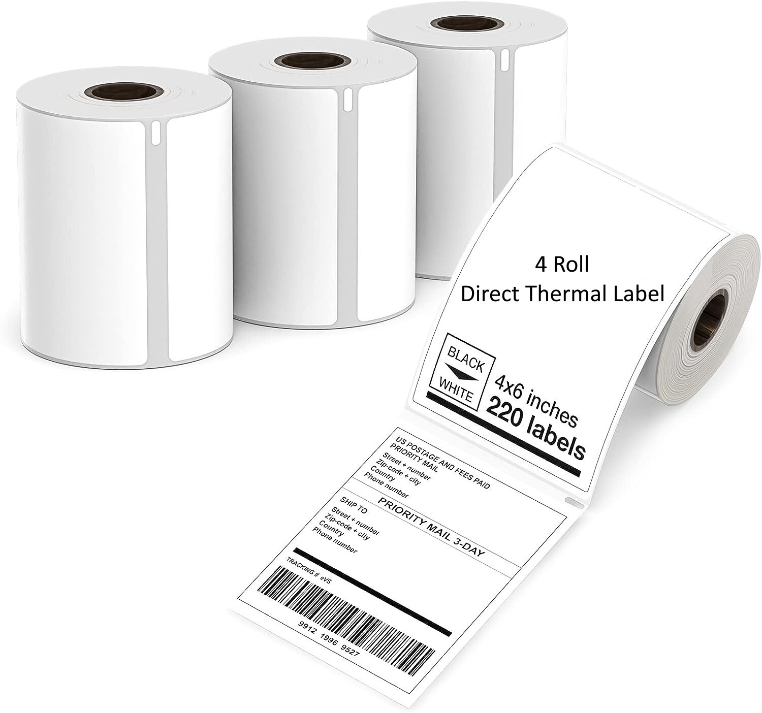 4 Rolls 4×6 Direct Thermal Shipping Labels – 250 per roll – 1000 labels