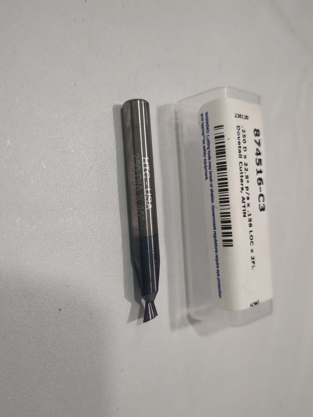 HARVEY TOOL Dovetail Cutter 45 ° 1/4″Cut Dia 5/32″Cut Width Carbide 874516-C3