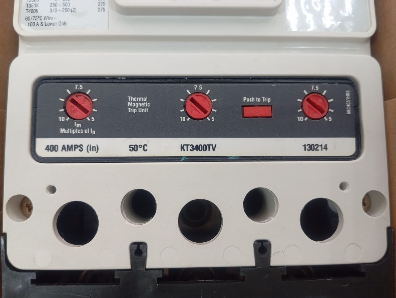 Eaton / Industrial Circuit Breaker / KD3400F / 400A, 3 Pole