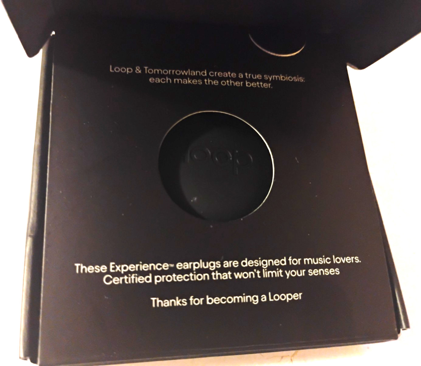 Loop Experience Tomorrowland Earplugs Holographic Black OPEN BOX MISSING EAR TIP