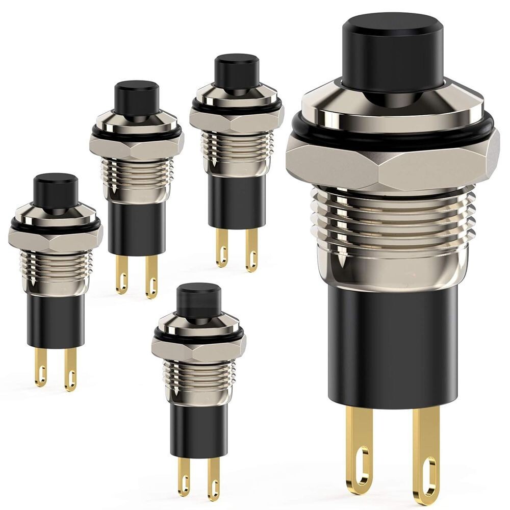 5x Push Button Self-Locking Mini Switches Latching 10mm Round DC24V 0.5A C480