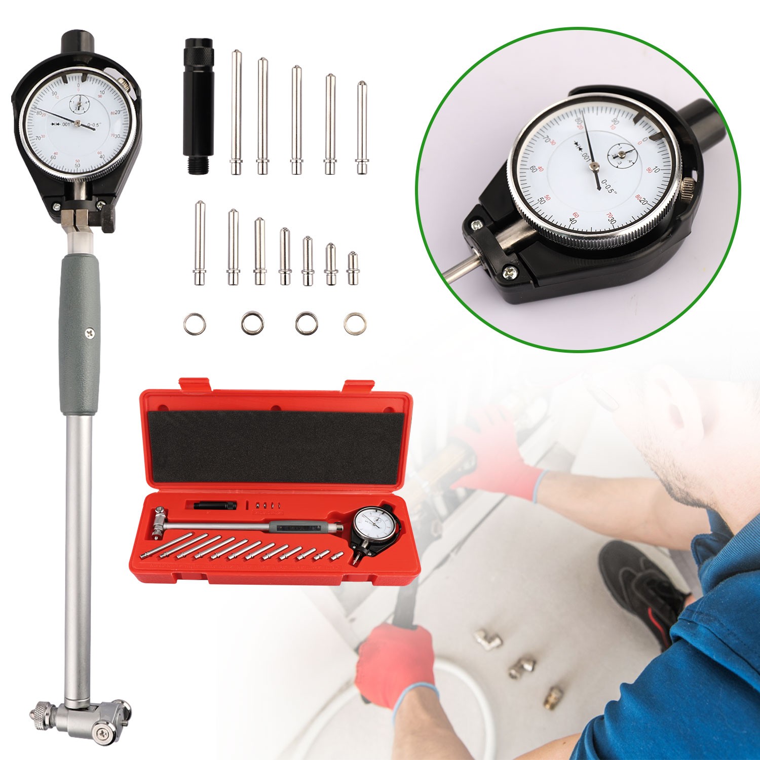 2-6″(0.001″) Dial Bore Gage Gauge .0001″ Engine Cylinder Measuring Hole New