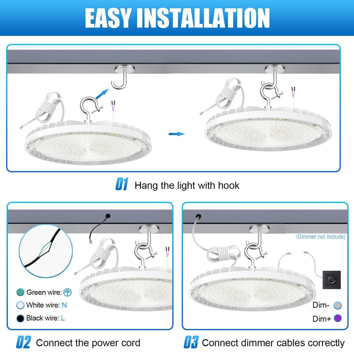 6Pack 150W UFO Led High Bay Light Commercial Warehouse Shop Fixture 22,500LM
