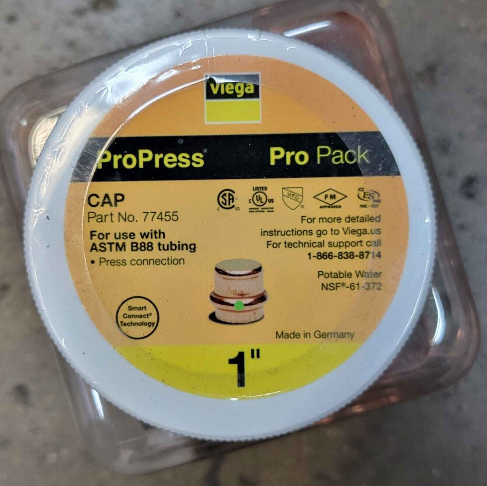 Viega ProPress – 1 Inch Press Copper Cap Fitting – 5 Pieces – #77455