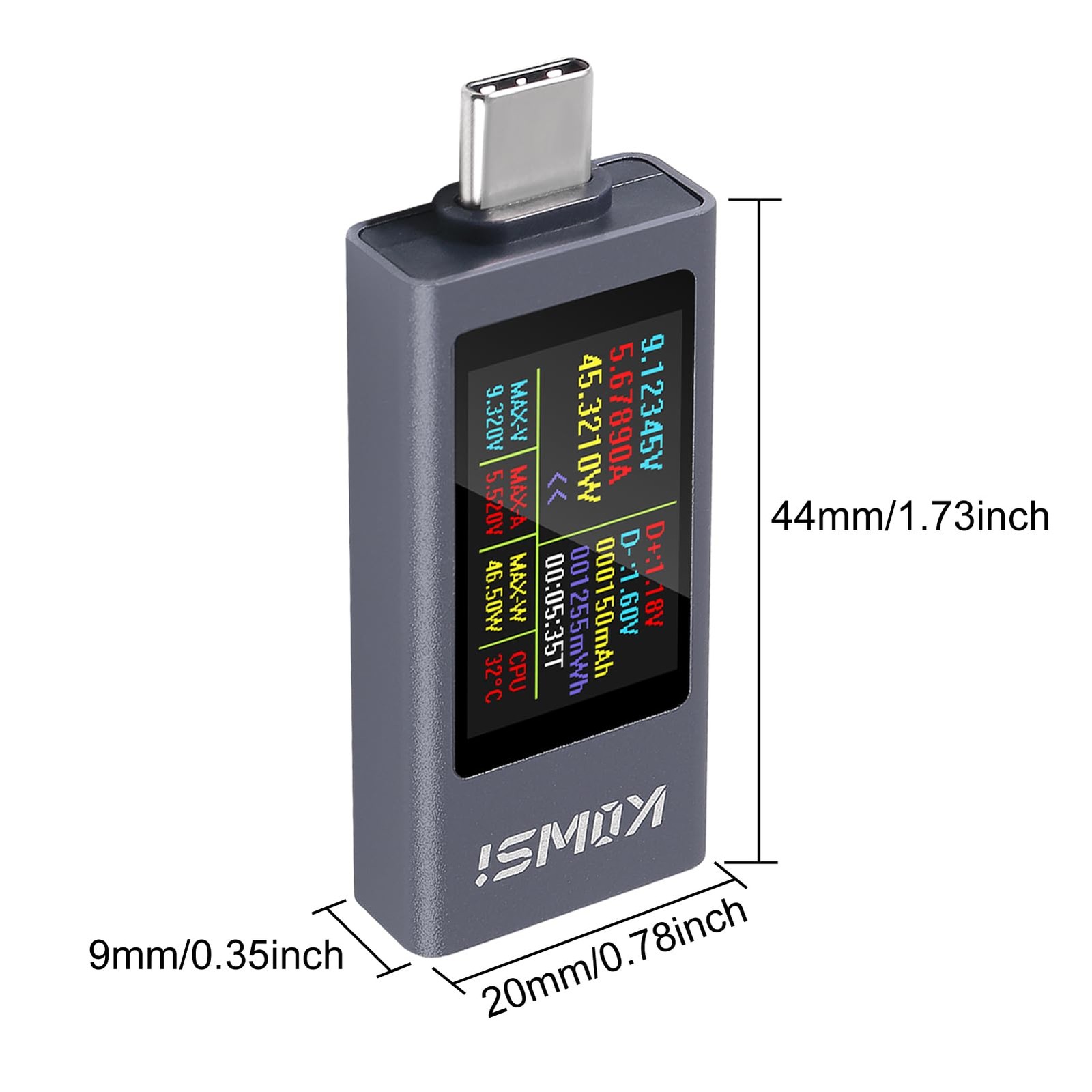 UMLIFE 1PCS USB C Tester Power Meter, 4-30V 0-12A Type-C PD Tester Digital Multi