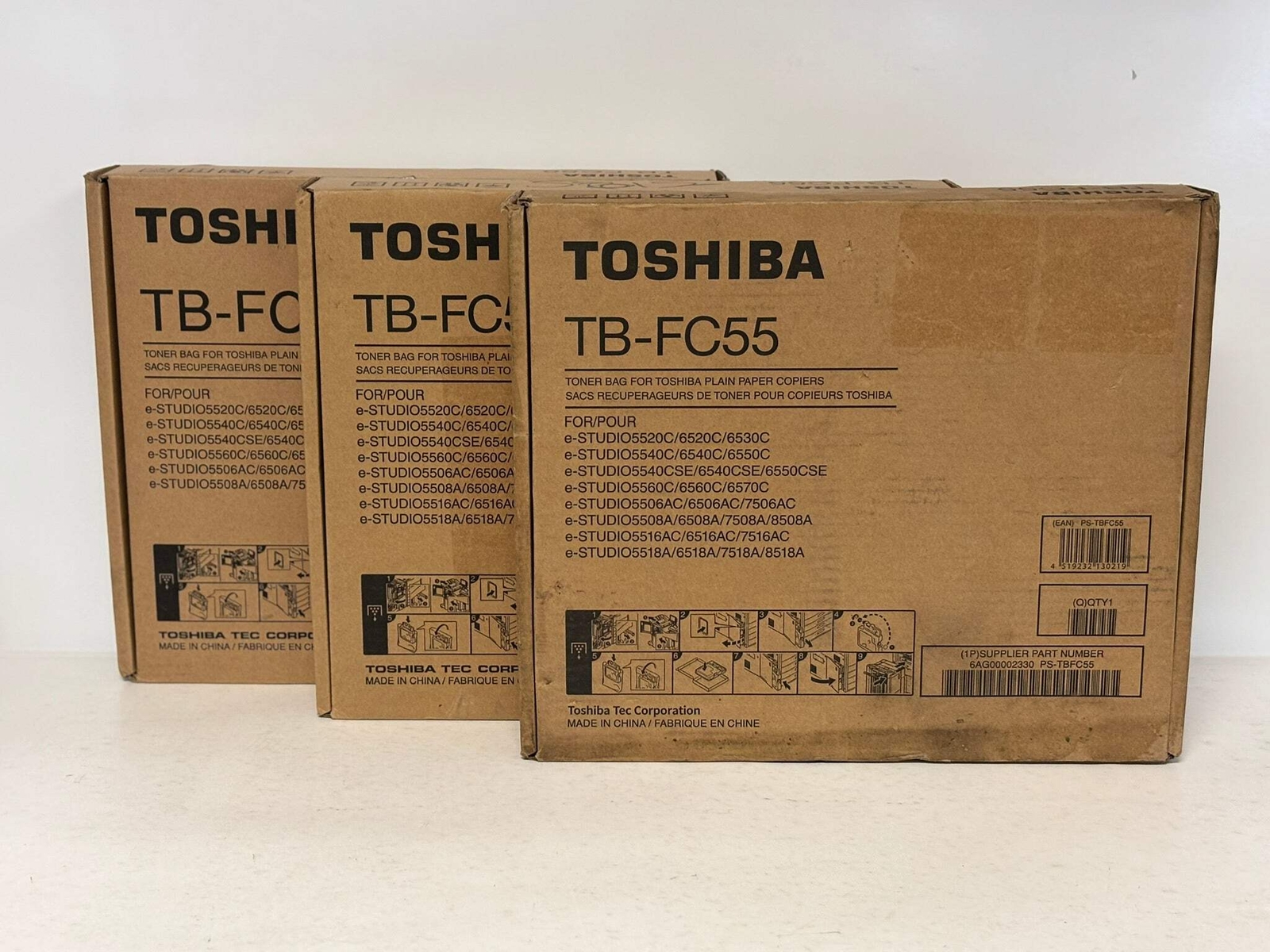 3 OEM Toshiba E5506AC,5508A,5516AC,6570 Waste Toner Container TBFC55 (TB-FC55)