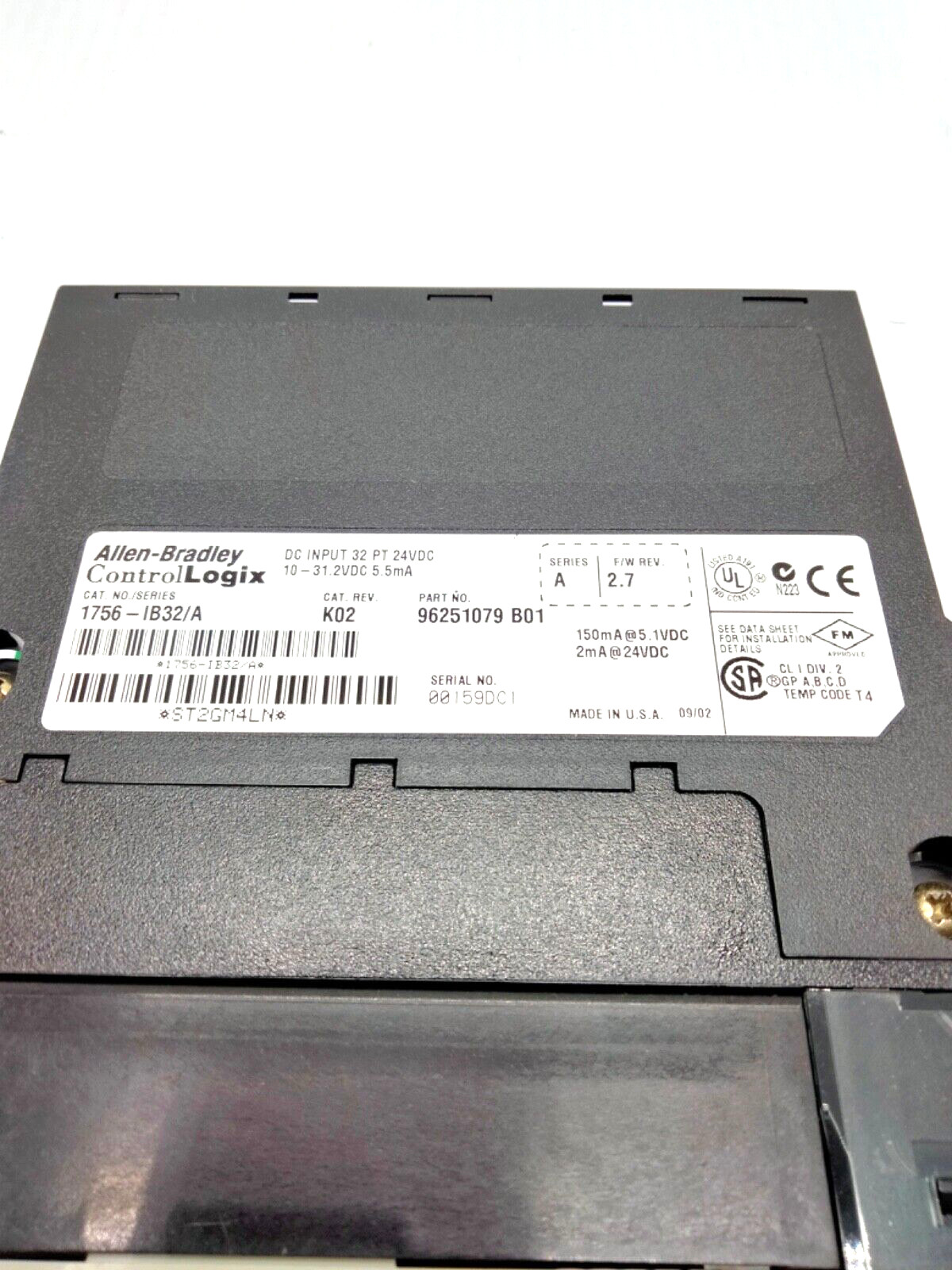 Allen Bradley 1756-IB32/A ControlLogix 32-Point Digital 10-31V DC Input Module