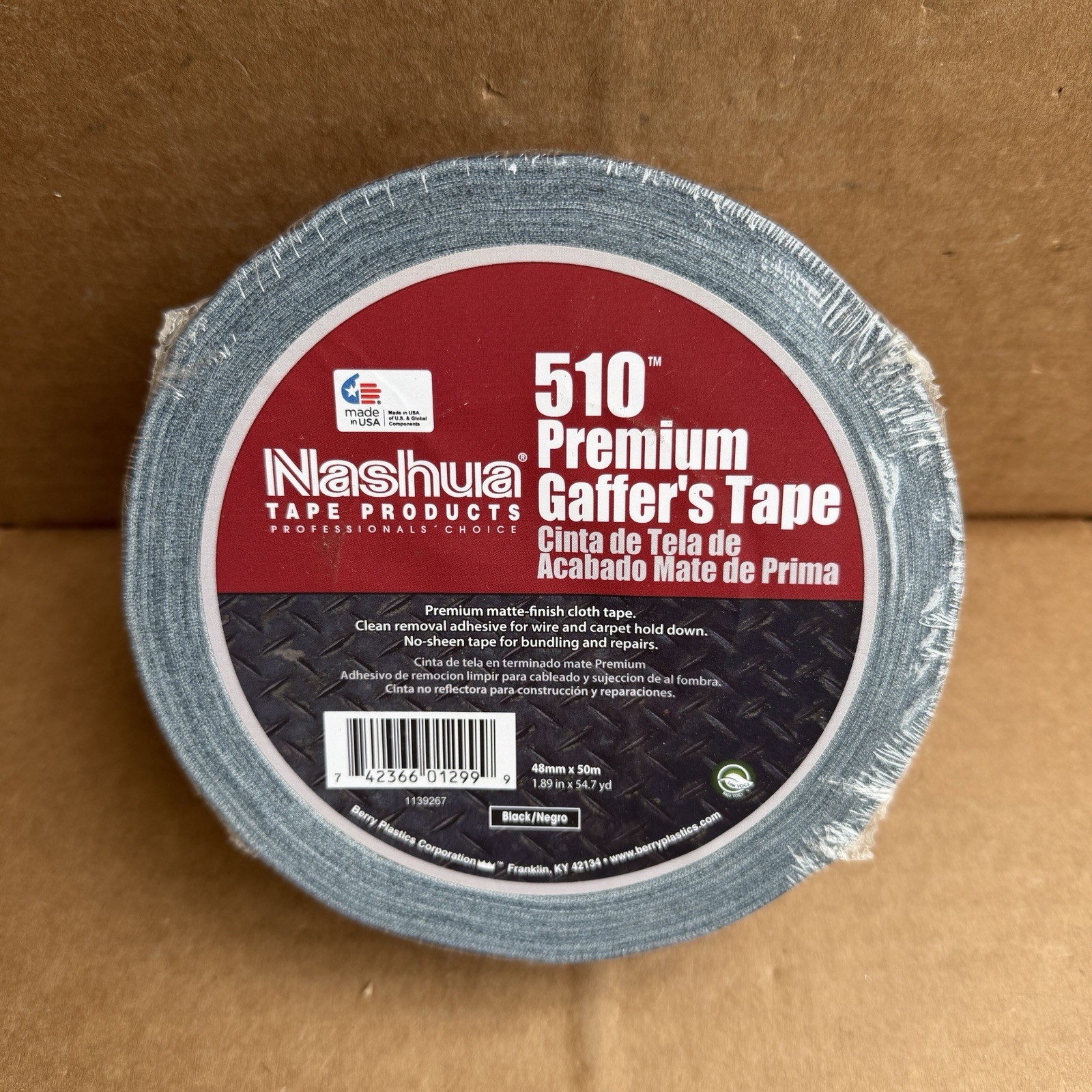 Lot Of – 4 Nashua 510 Premium Gaffer Tape Black 1.89in x 54.7yd Matte Cloth