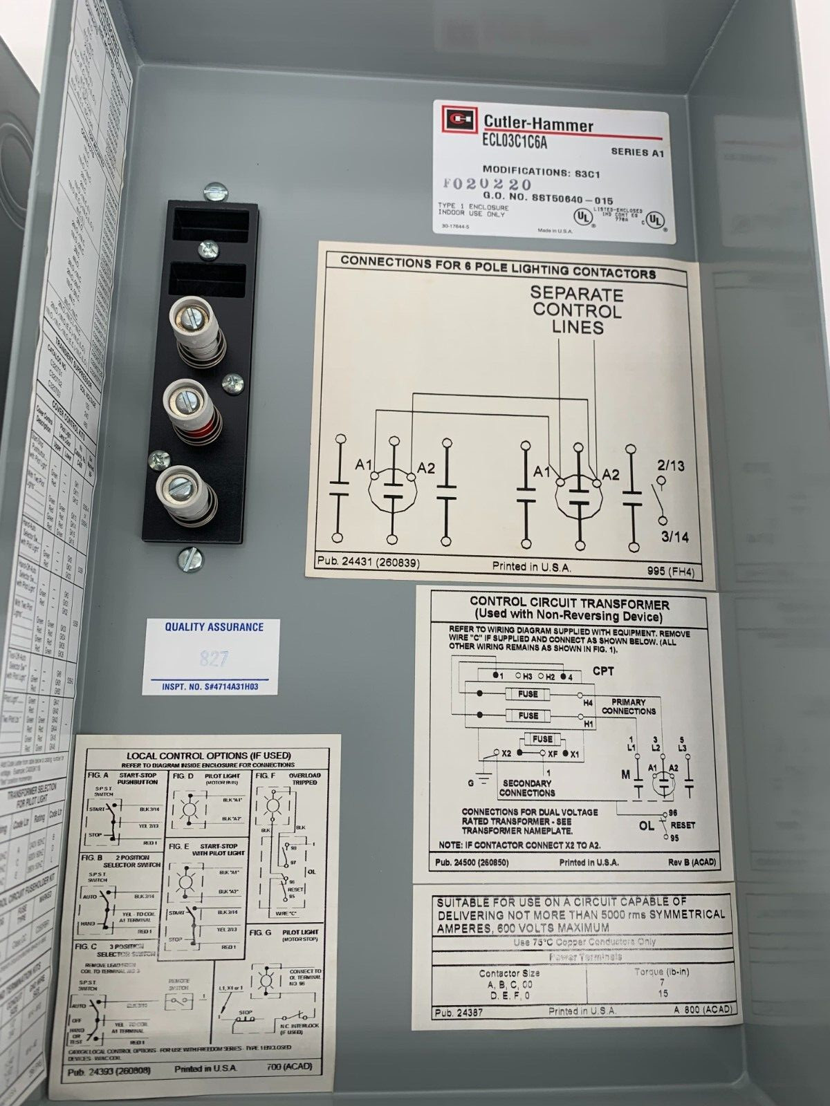 Eaton Cutler-Hammer ECL03C1C6A Electrically Held Lighting Contactor 30A 6P 480V