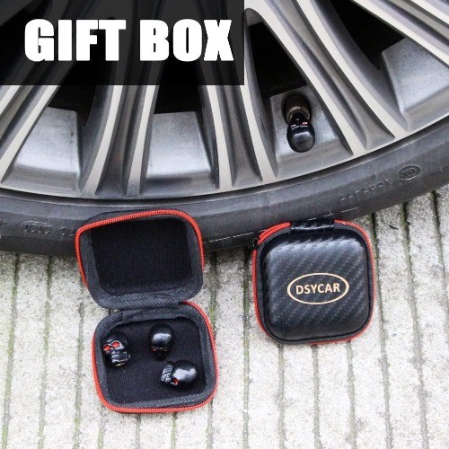 Black Skull Style Anti-Rust Valve Stem Caps with Copper Core for Color: Black