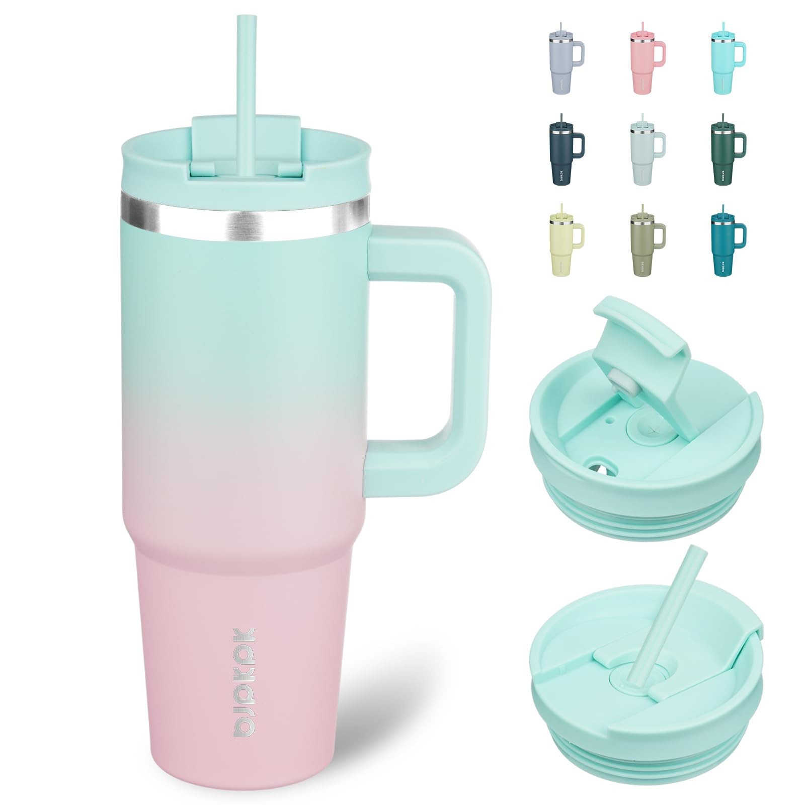 BJPKPK 30 oz Stainless Steel Tumbler With Handle 30 Ounces, Bubble Gum