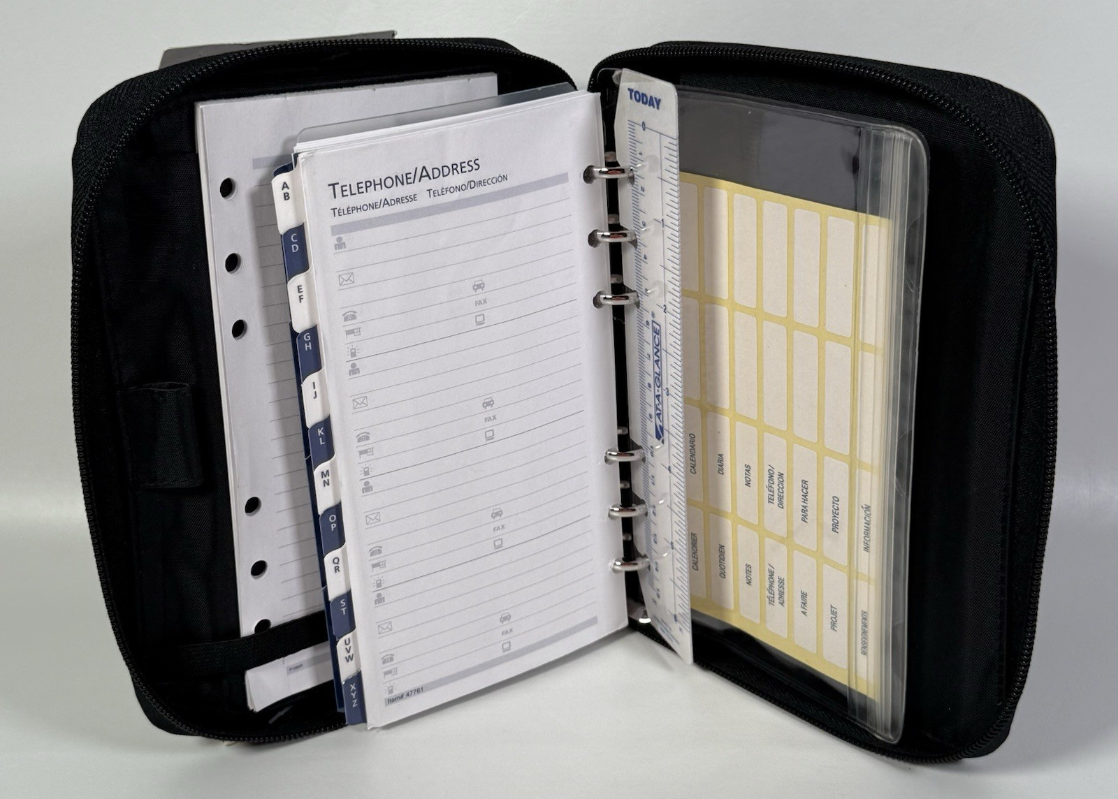 Cambridge Mead Organizer Undated Planner Slim Binder Calendar Black Faux Leather