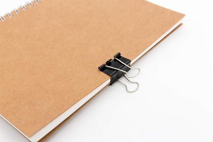 DSTELIN 100 Assorted Binder Clips, 6 Sizes: XL to Micro (Black)