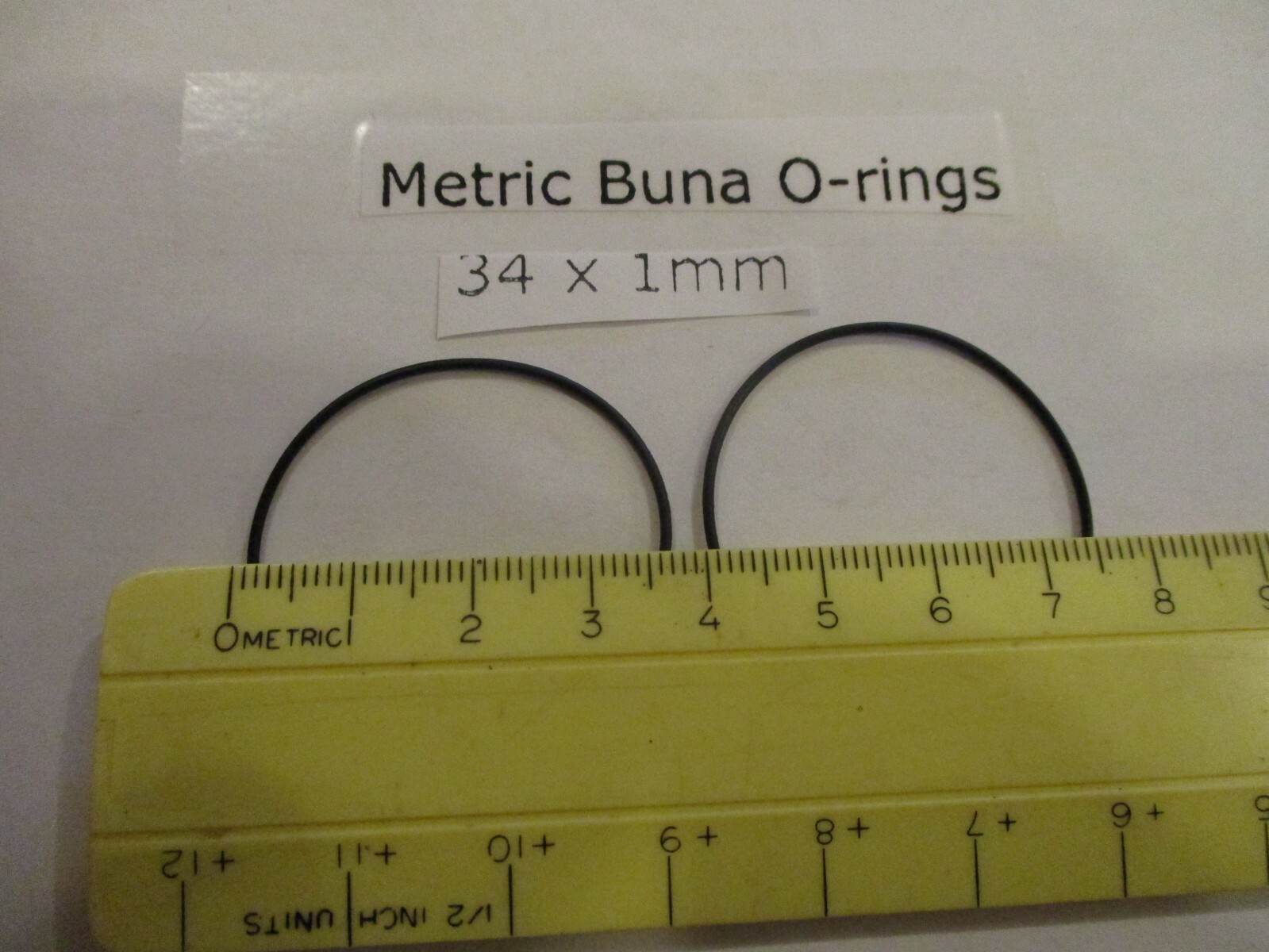 34mm ID x 36mm OD x 1mm thick O-ring. Buna-70. Quan 2..