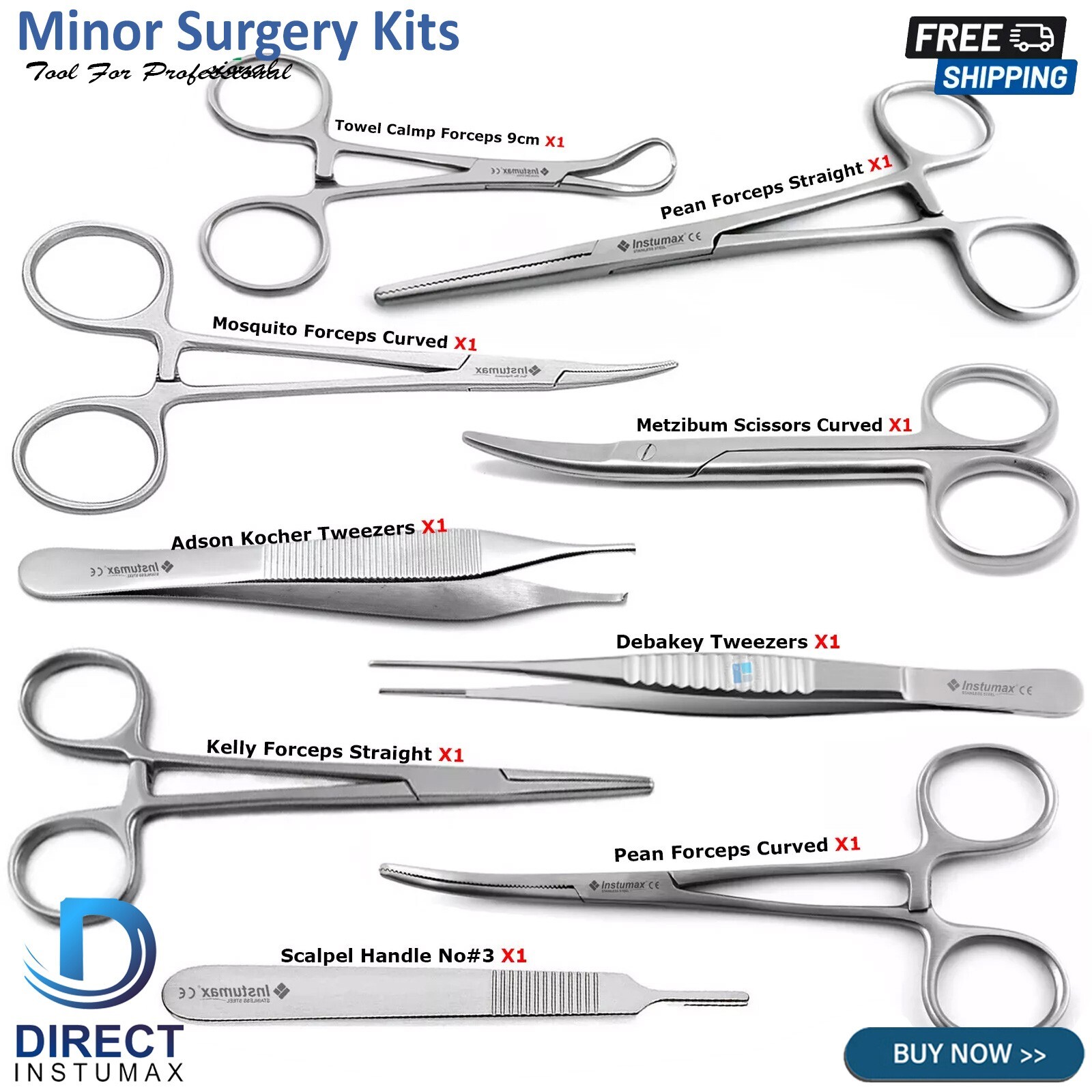 Veterinary Feline Spay Surgical Kit German Grade Instruments Neuter Pack Set