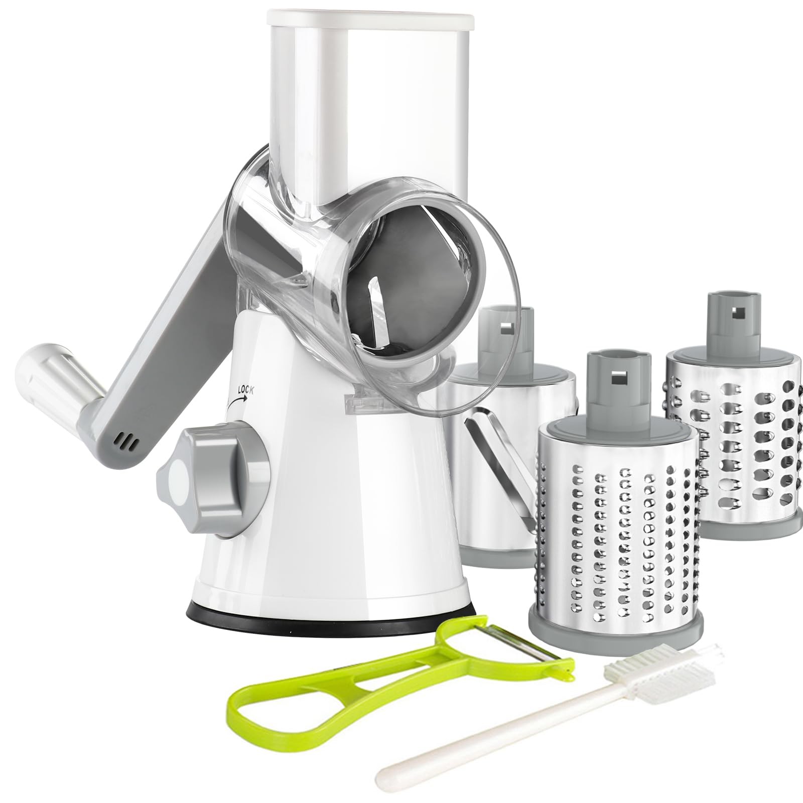 Ourokhome Rotary Cheese Grater Hand Crank, 4.72″L x 3.54″W x 9.45″H, A-White