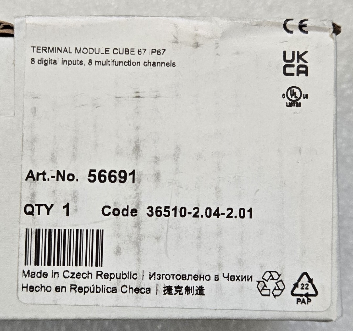 Murr Elektronik 56691 Terminal Module, Cube67, IP67, 8-Inputs 8-Channels