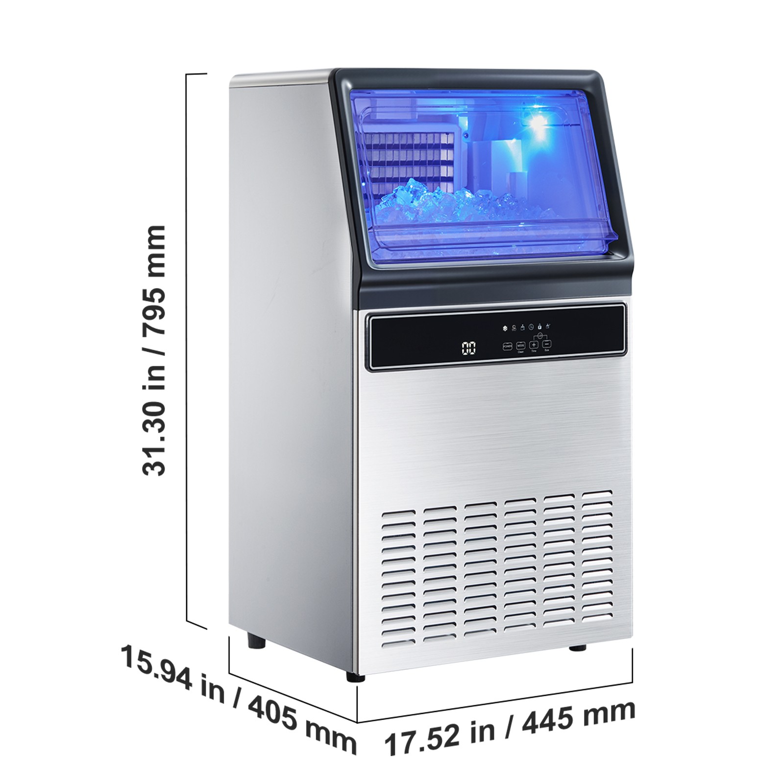 Uimoso 130Lbs/24H Commercial Ice Maker Bar Restaurant Built-in Ice Cube Machine