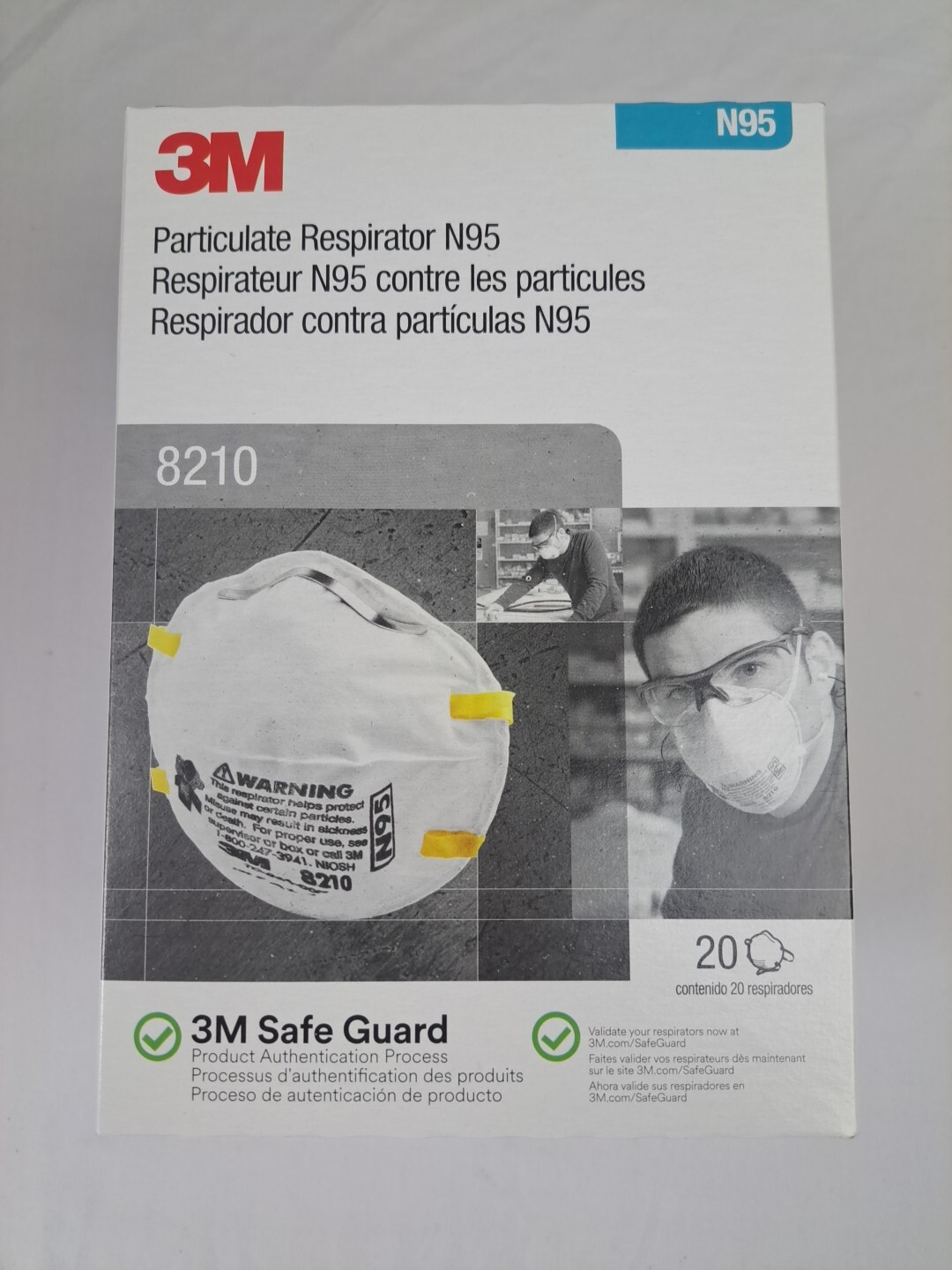 3M Particulate Respirator N95 8210 20 Disposable Mask Paint Prep Auto Body