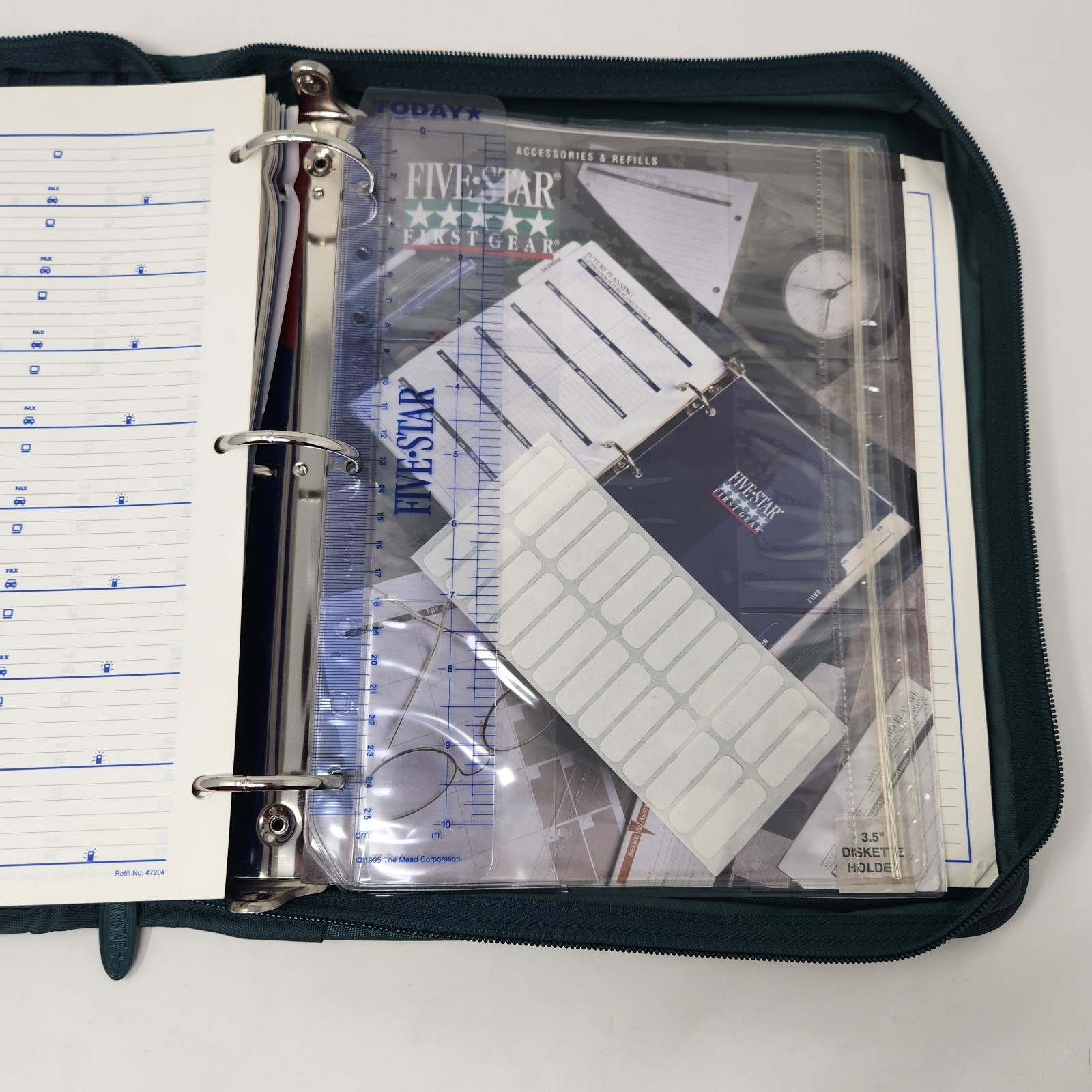 NEW Mead Five Star First Gear Zipper Planner Agenda Binder Green Vintage 1996