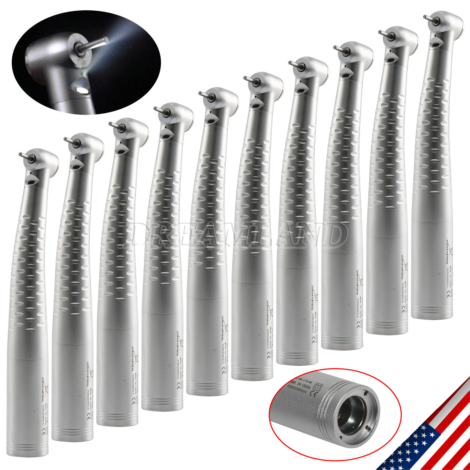 KaVo Style Dental Fiber Optic LED Handpiece Fast High Speed /LED Coupler 4/6Hole