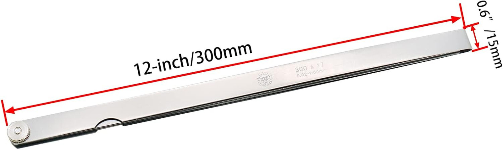 Metric Feeler Gauge Gap Measurement Tool 12-Inch Long 17 Blades 0.02-1.00Mm Thic