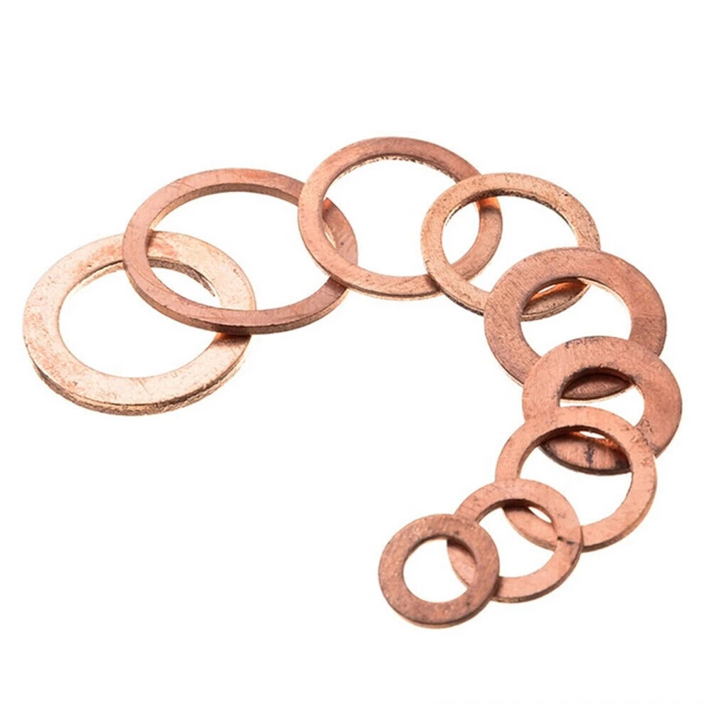 150x M5-M22 Copper Crush Washer Gasket Set Flat Ring Seal Assortment Kit O-Ring