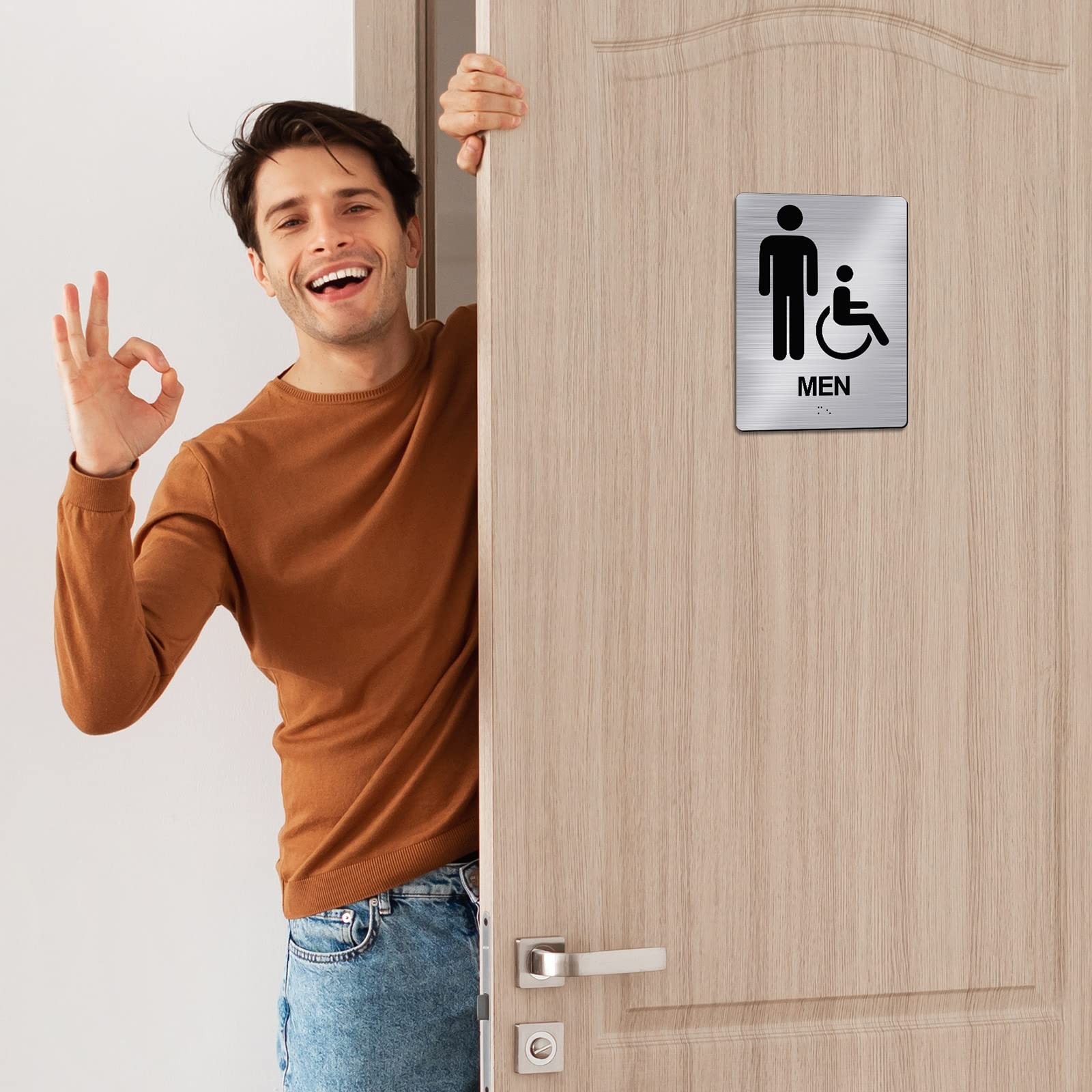 2 Pcs Restroom Sign Business Men and Women Commercial Bathroom Signs, 8 x 6 Inch