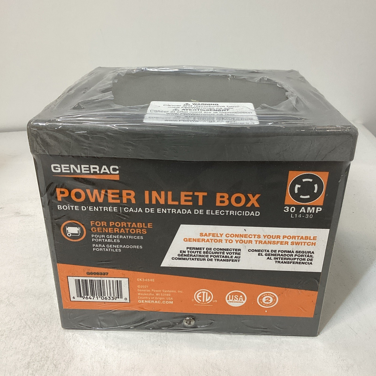 Generac 6337 30A Resin Generator Power Inlet Box