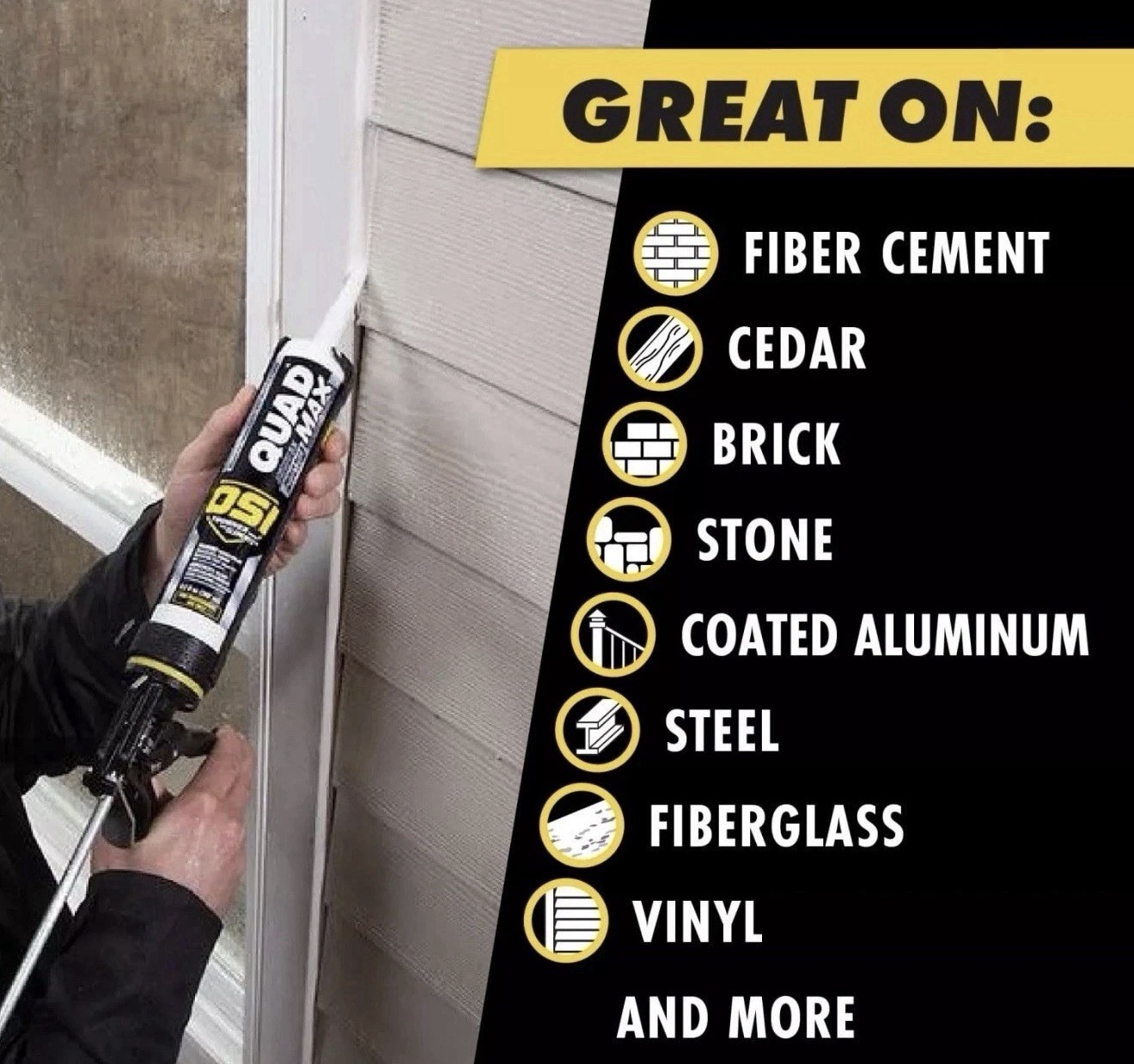 12pk / OSI QUAD Max Caulk Sealant- 9.5oz ea. – White #001 – SEALED BRAND NEW
