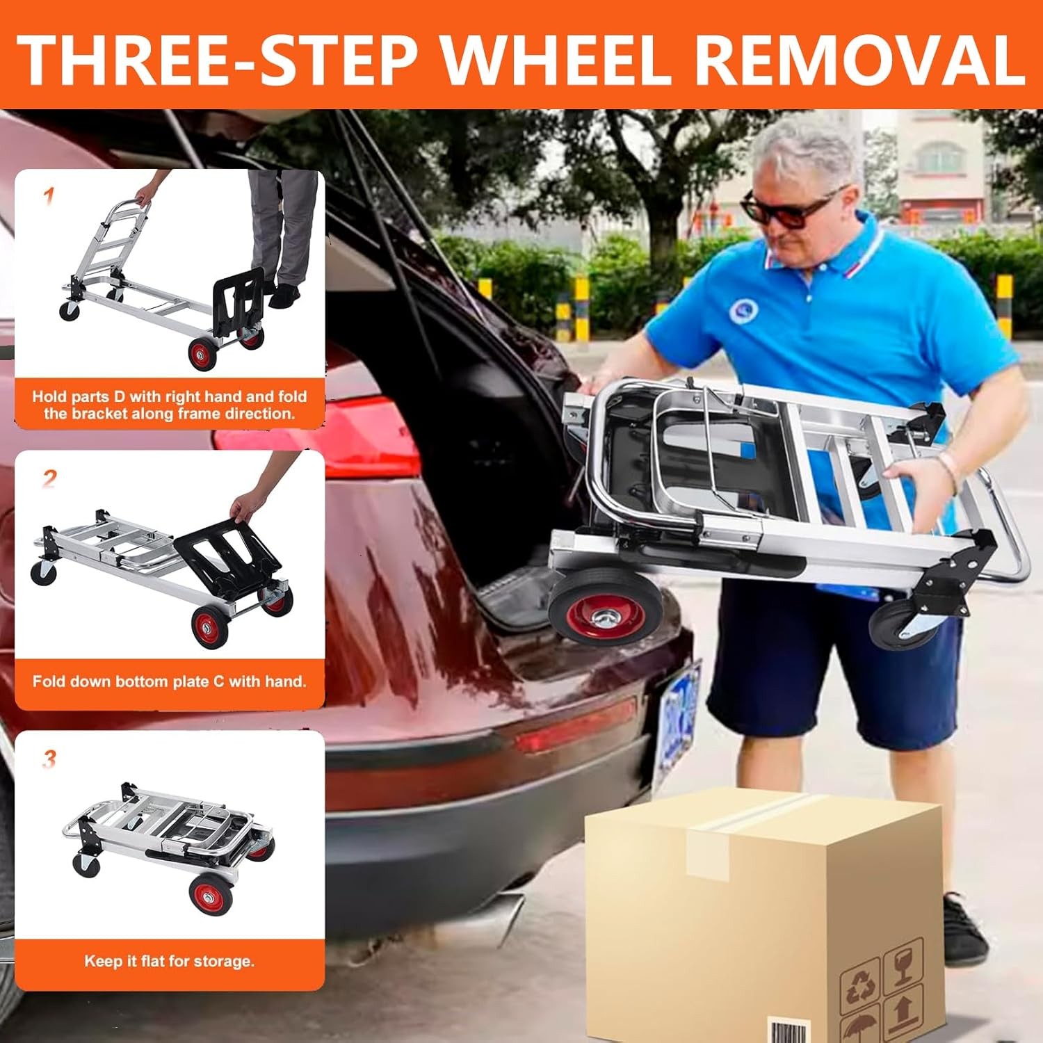 Aluminum Folding Hand Truck 550 LBS Capacity Convertible Hand Truck Dolly Cart