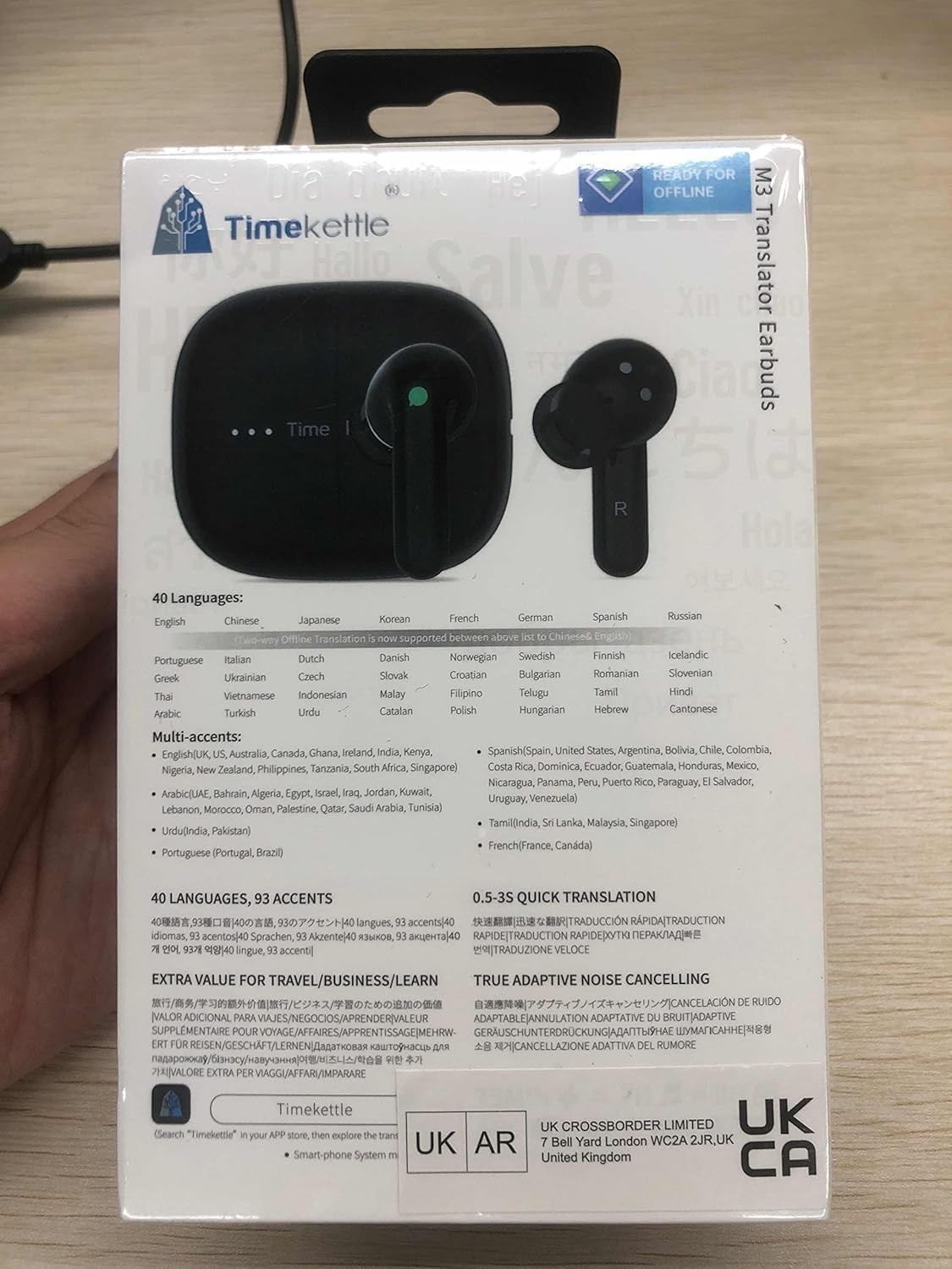 TIMEKETTLE M3 – 3-IN-1 Language Translator Earbuds/Real-Time Translation