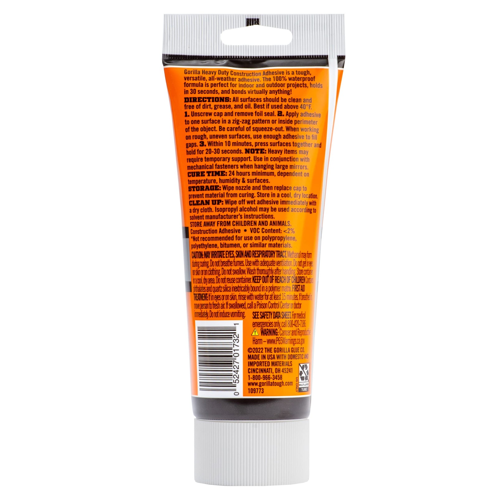 Gorilla Heavy Duty Construction Adhesive Waterproof All Purpose Bonding Glue …