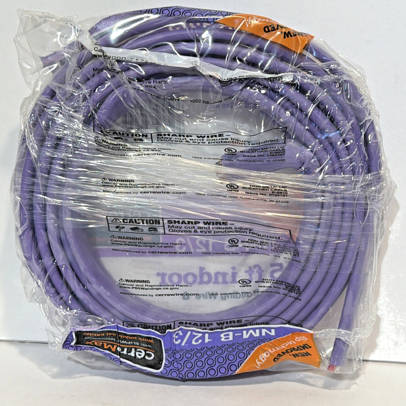Cerrowire 15 ft. NM-B 12/3 Purple Solid CerroMax SLiPWire Copper Electrical Wire