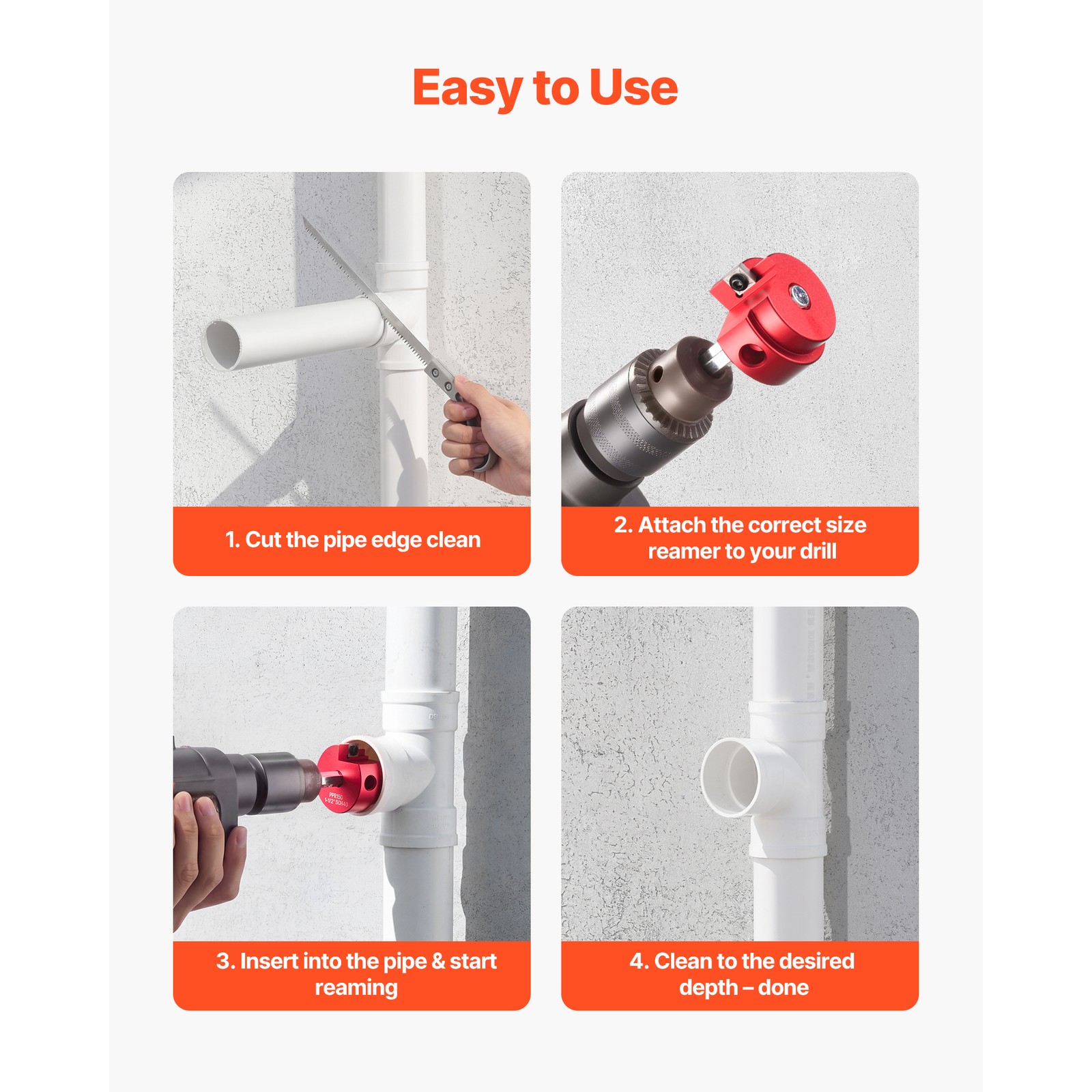 Uimoso PVC Pipe Reamer Kit with 9 Pieces for SCH40 and ABS Pipes