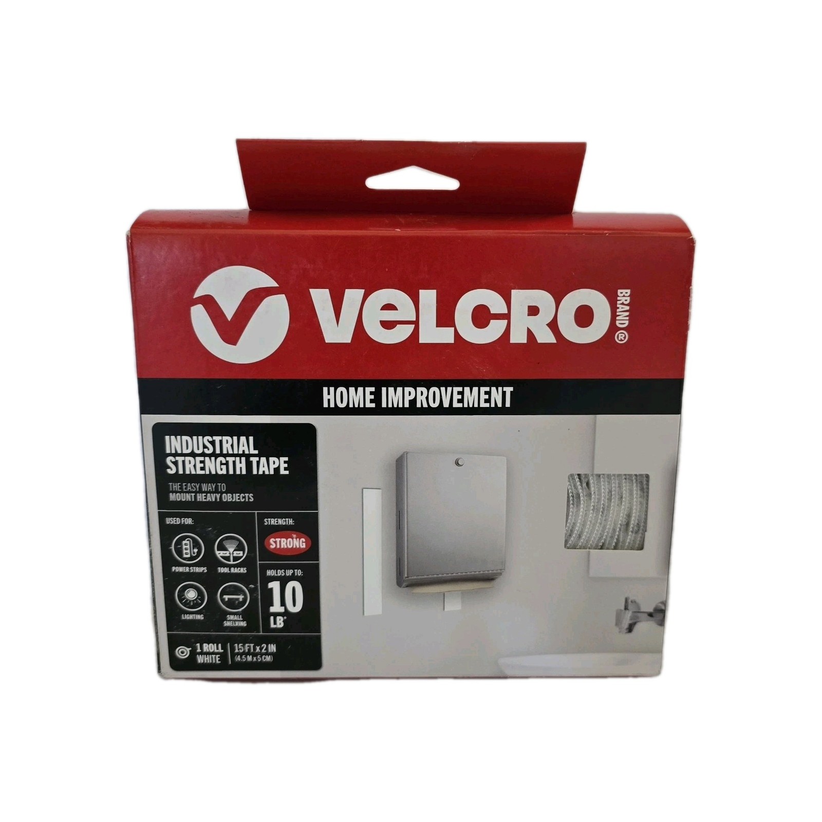 Velcro Industrial Strength Tape White 15ft x 2in Roll New