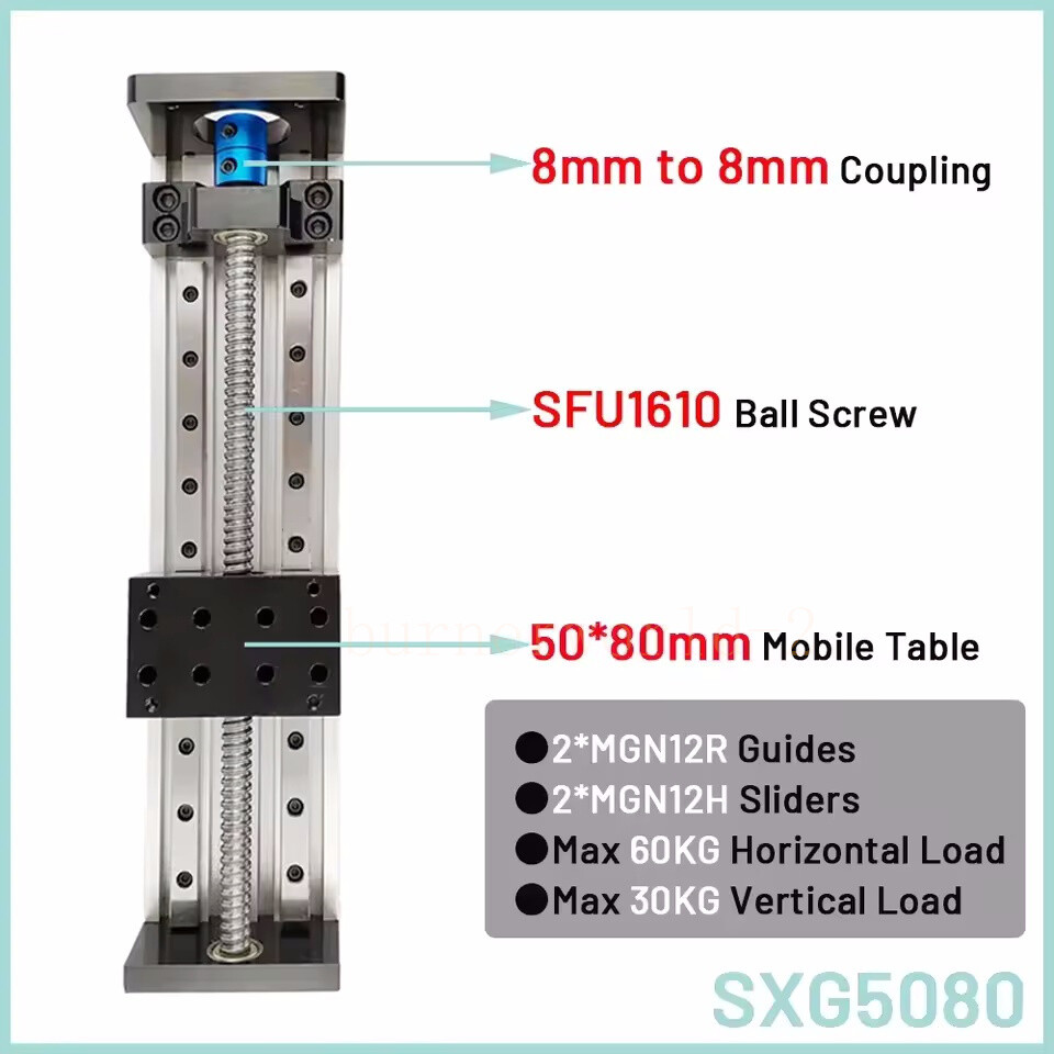 Double Square Linear Guide Sliding Table SFU 1204/1605/1610 100-1000mm Stroke