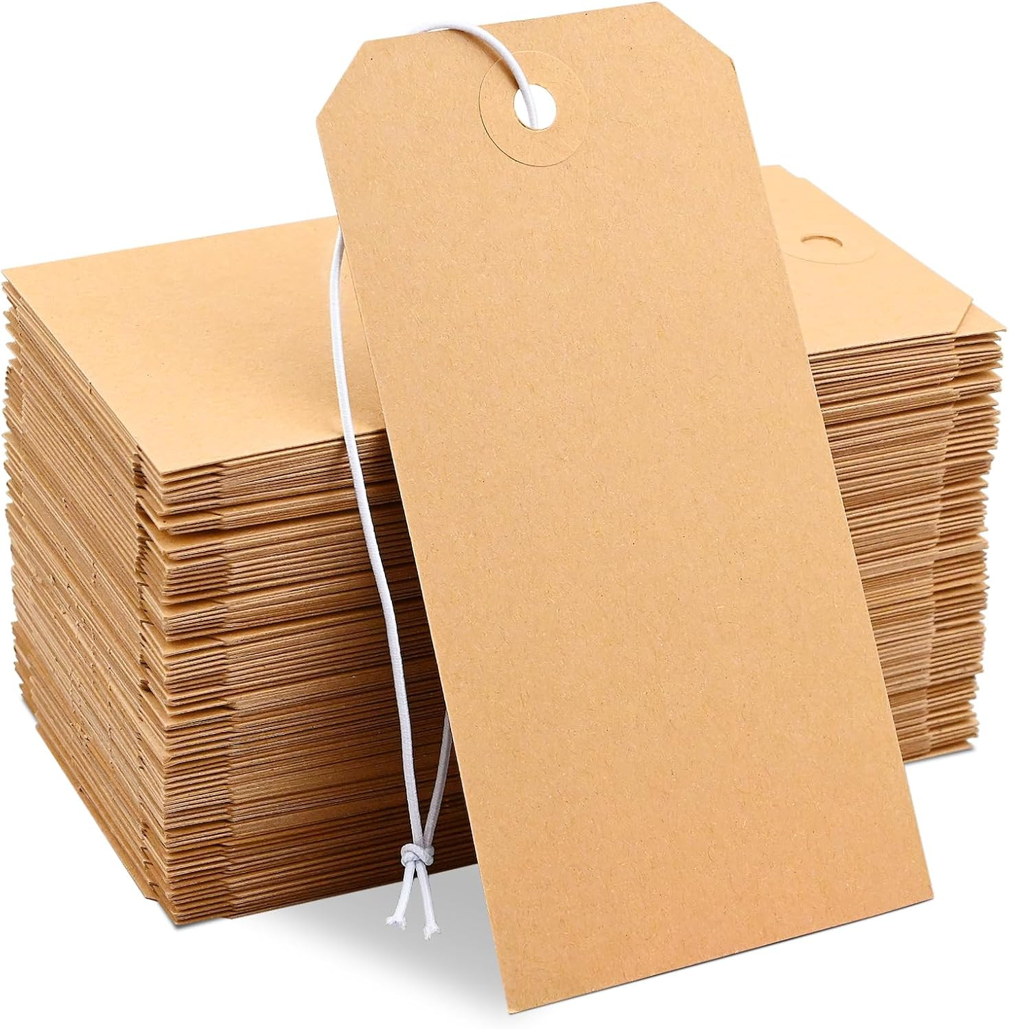 50 Pack Manila Shipping Tags with Elastic String Blank Labeling Tags with String