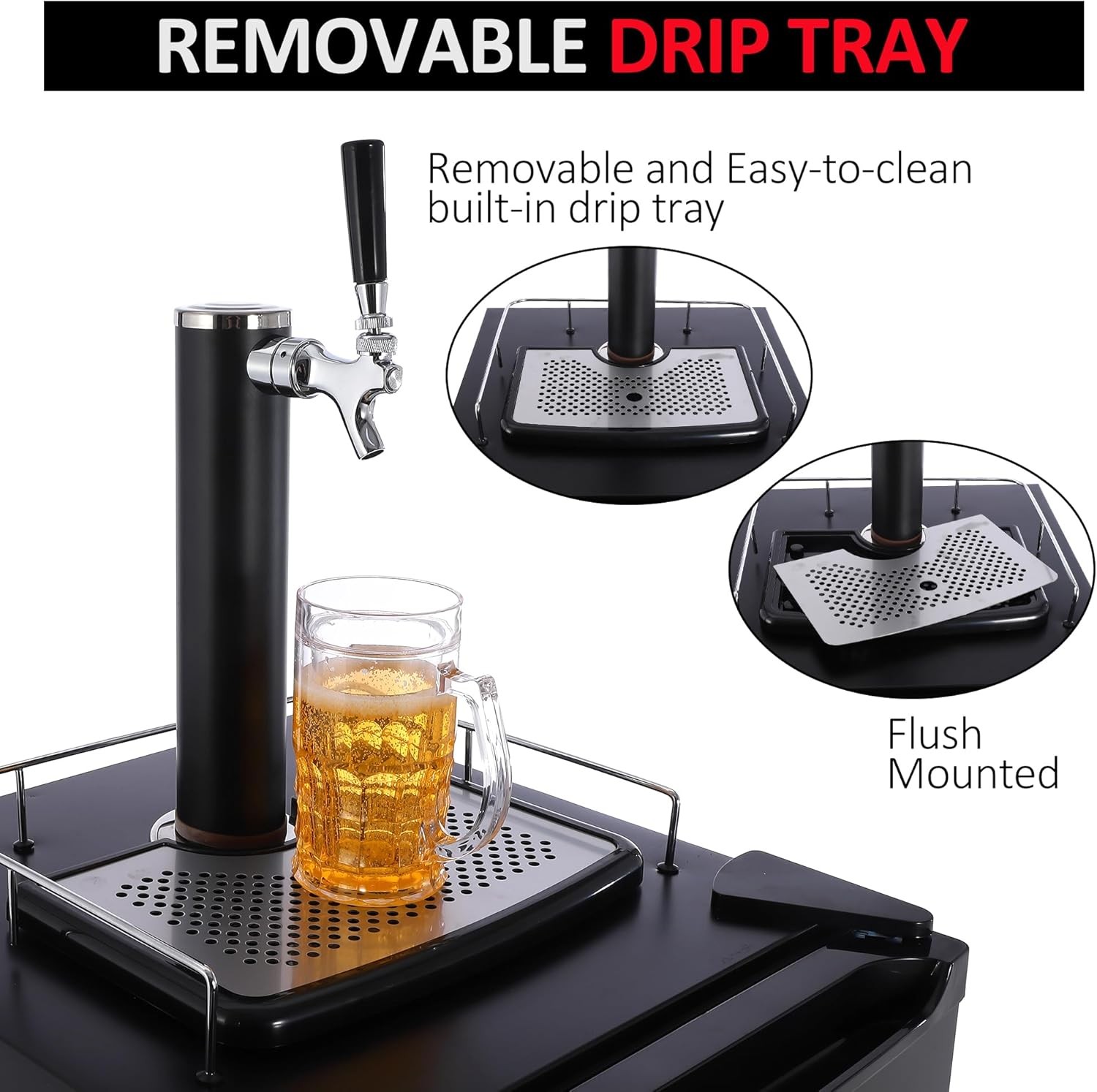 24» Full Size Kegerator Refrigerated Beer Dispenser W Faucet 32°F- 50°F 97/128L