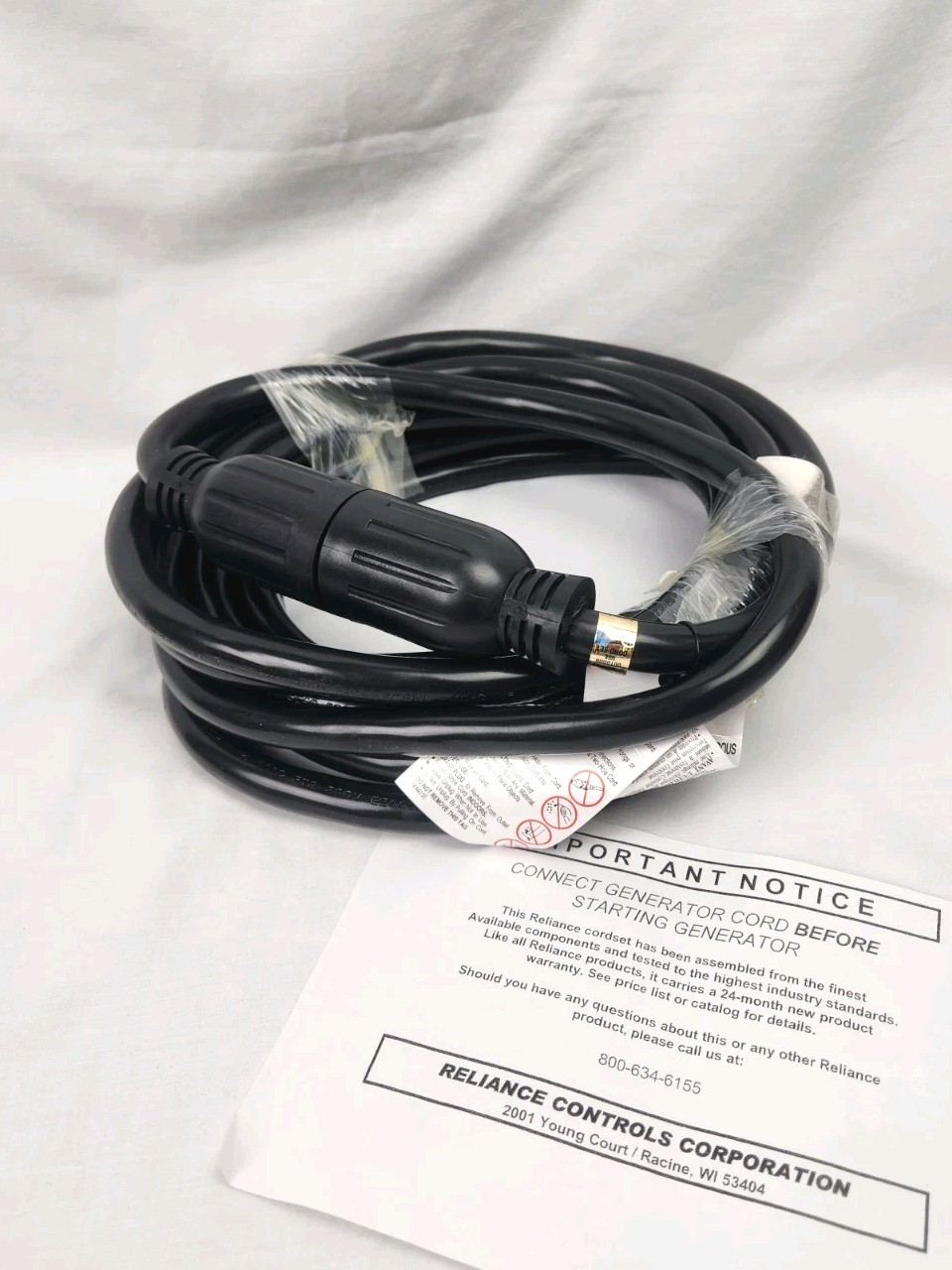 RELIANCE Controls PC3020M Black 7500W 250V 30A Outdoor Generator Cord 20′ L14-30