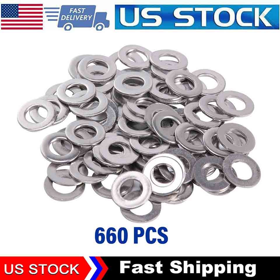 660 Pieces Flat Washer 304 Stainless Steel Washers Assortment Set Value Kit